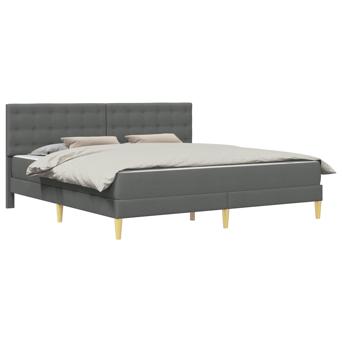 vidaXL Bed Frame with Mattress Dark Grey Fabric 2