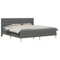 vidaXL Bed Frame with Mattress Dark Grey Fabric 2