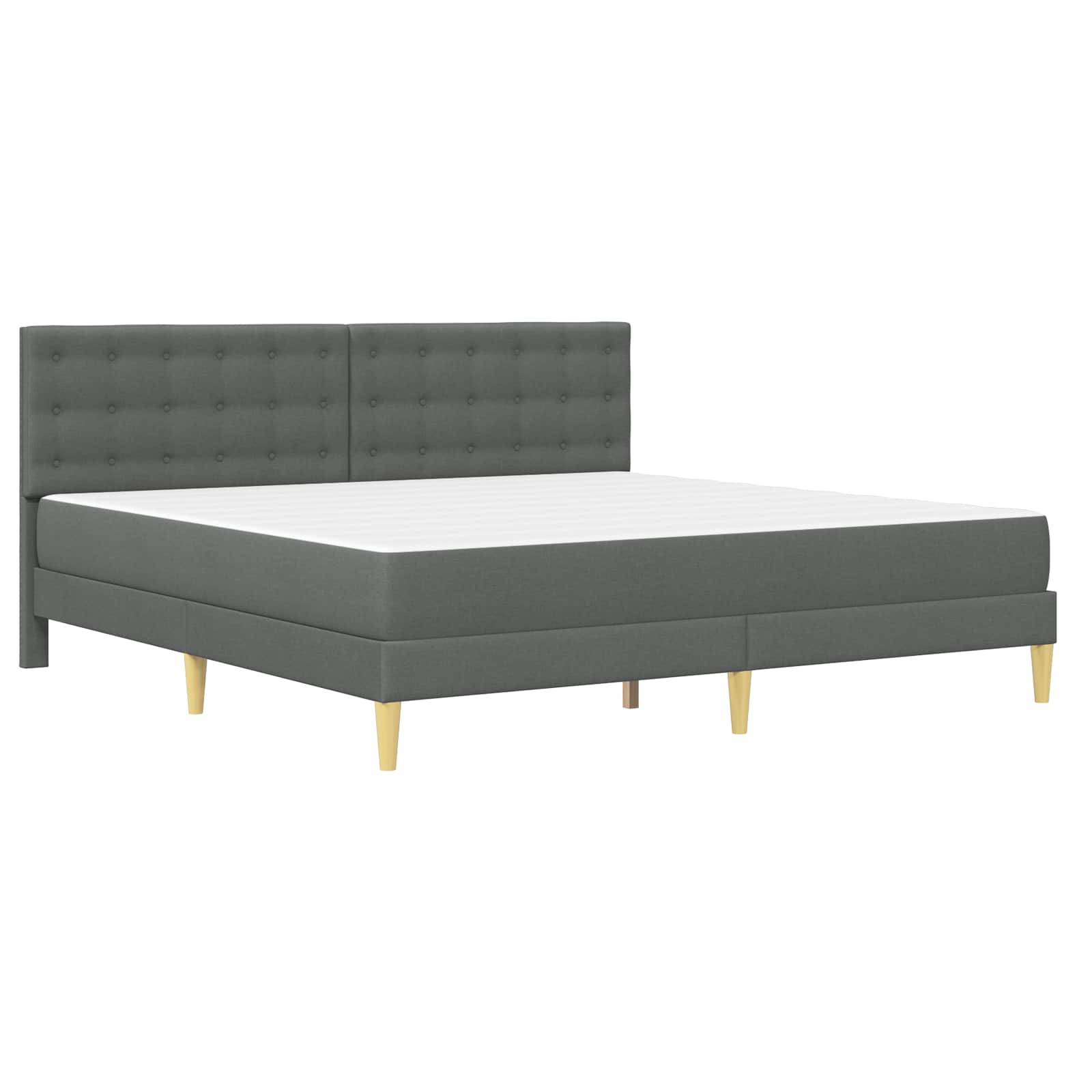vidaXL Bed Frame with Mattress Dark Grey Fabric 3