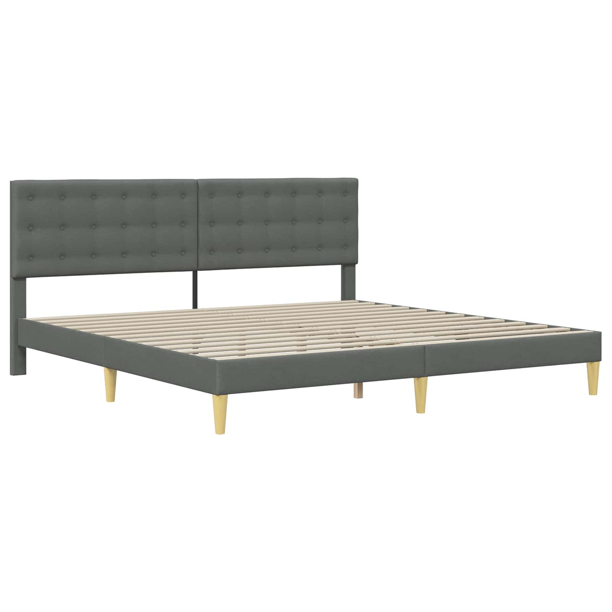 vidaXL Bed Frame with Mattress Dark Grey Fabric 4
