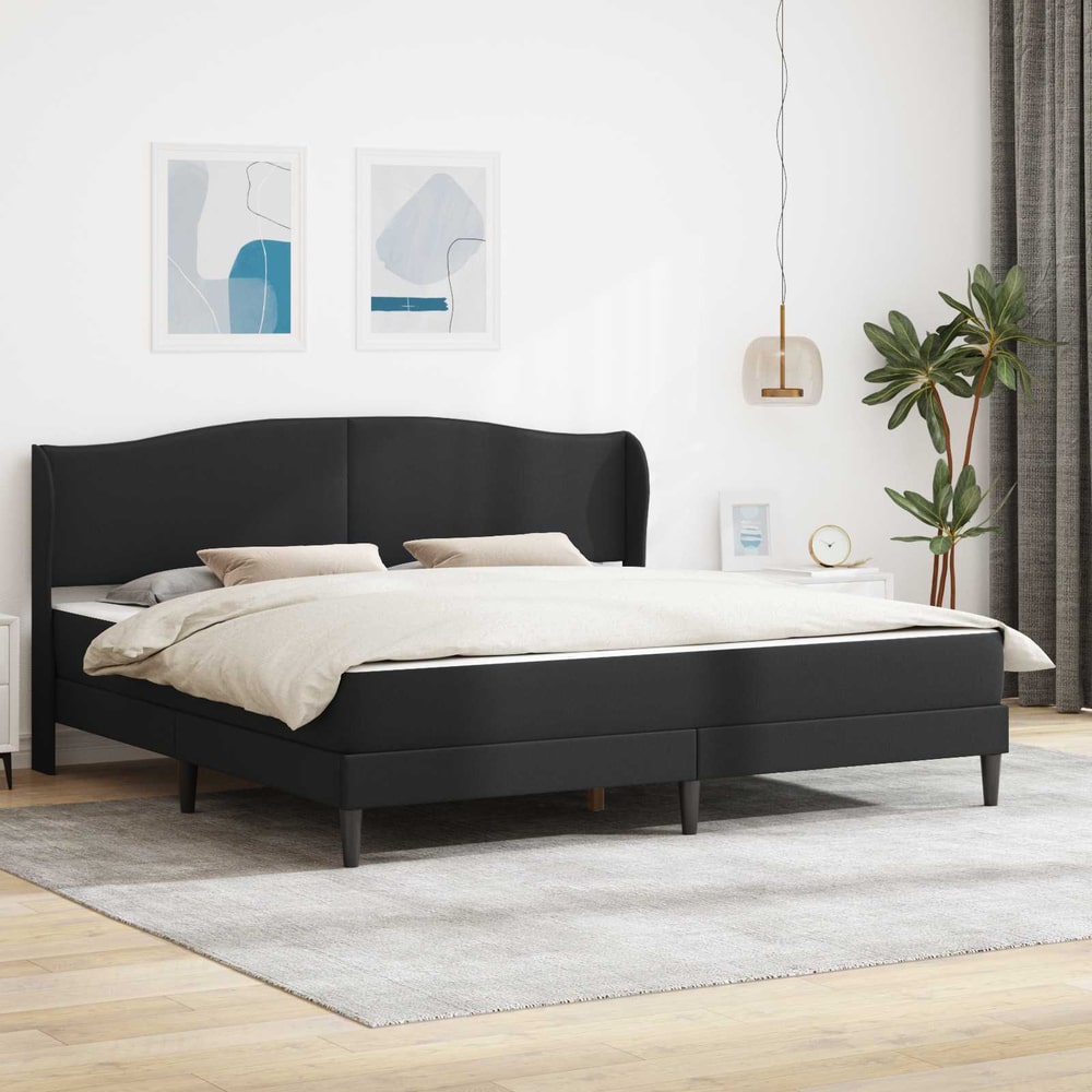 Bed Frame with Mattress 90 x 190 cm Faux Leather Black 6FT Super King Size