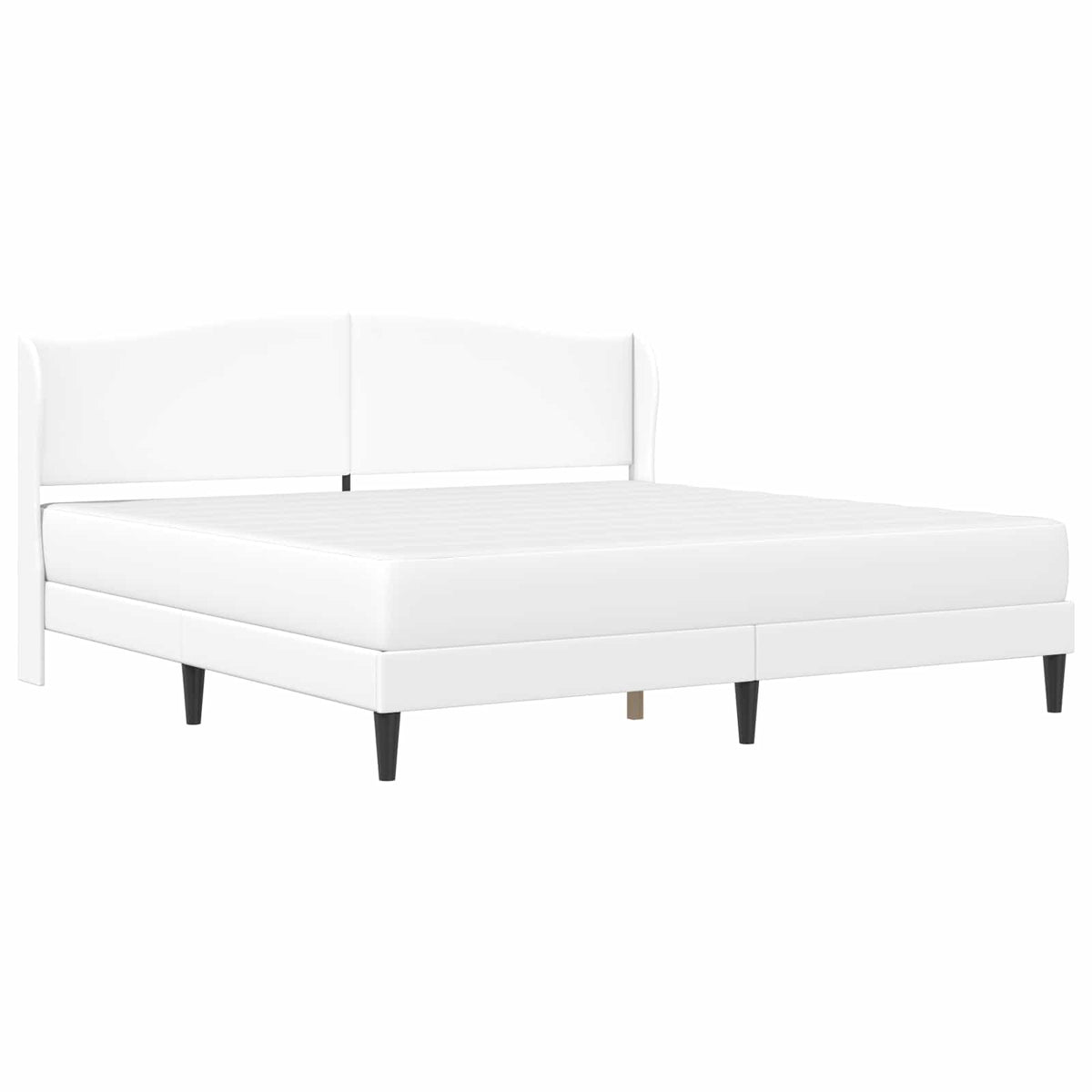 Bed Frame with Mattress 90 x 190 cm Faux Leather White 6FT Super King Size