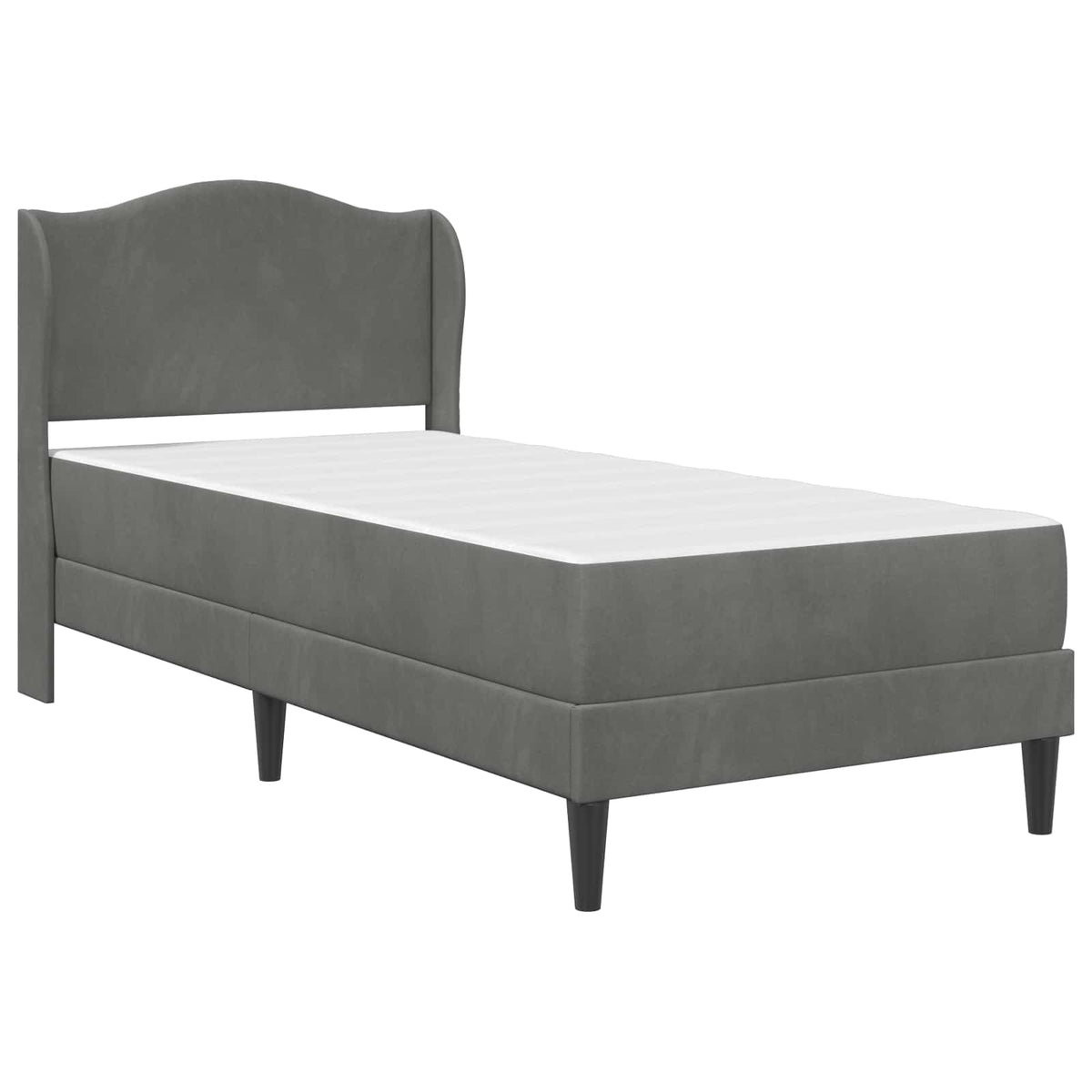 Bed Frame with Mattress 90 x 190 cm Velvet Dark grey 3FT Single