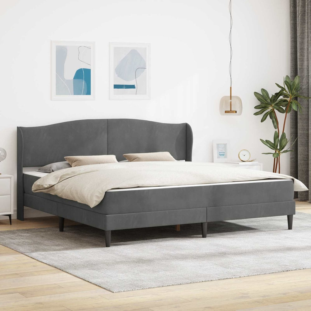 Bed Frame with Mattress 90 x 190 cm Velvet Dark grey 6FT Super King Size