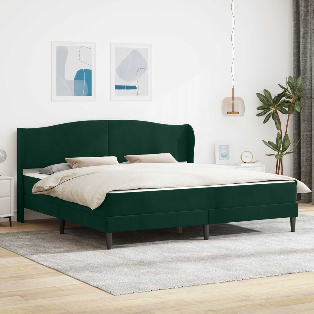 Bed Frame with Mattress 90 x 190 cm Velvet Black 6FT Super King Size