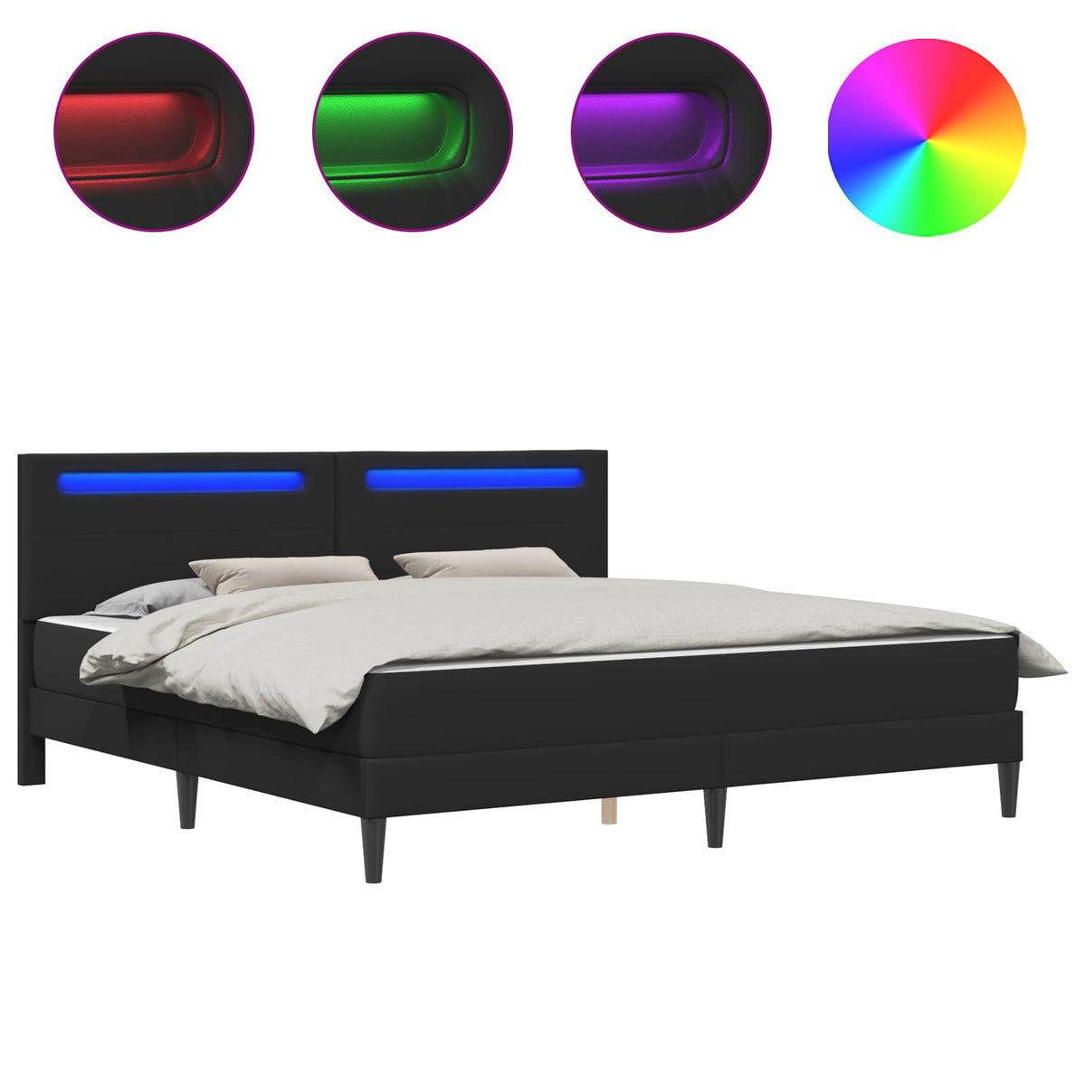 Bed Frame with Mattress 180 x 200 cm Faux Leather Black