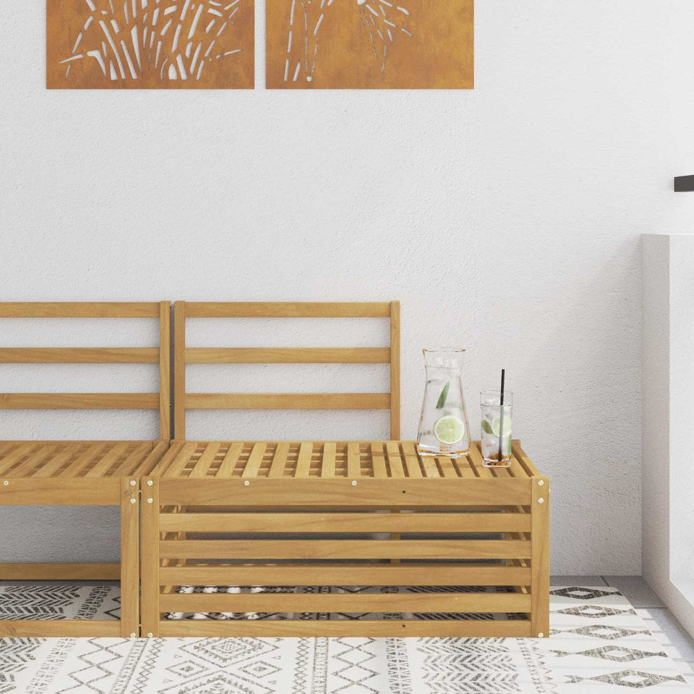 Outdoor Solid Acacia Wood 59 x 59 x 37 cm Whitewash End sofa