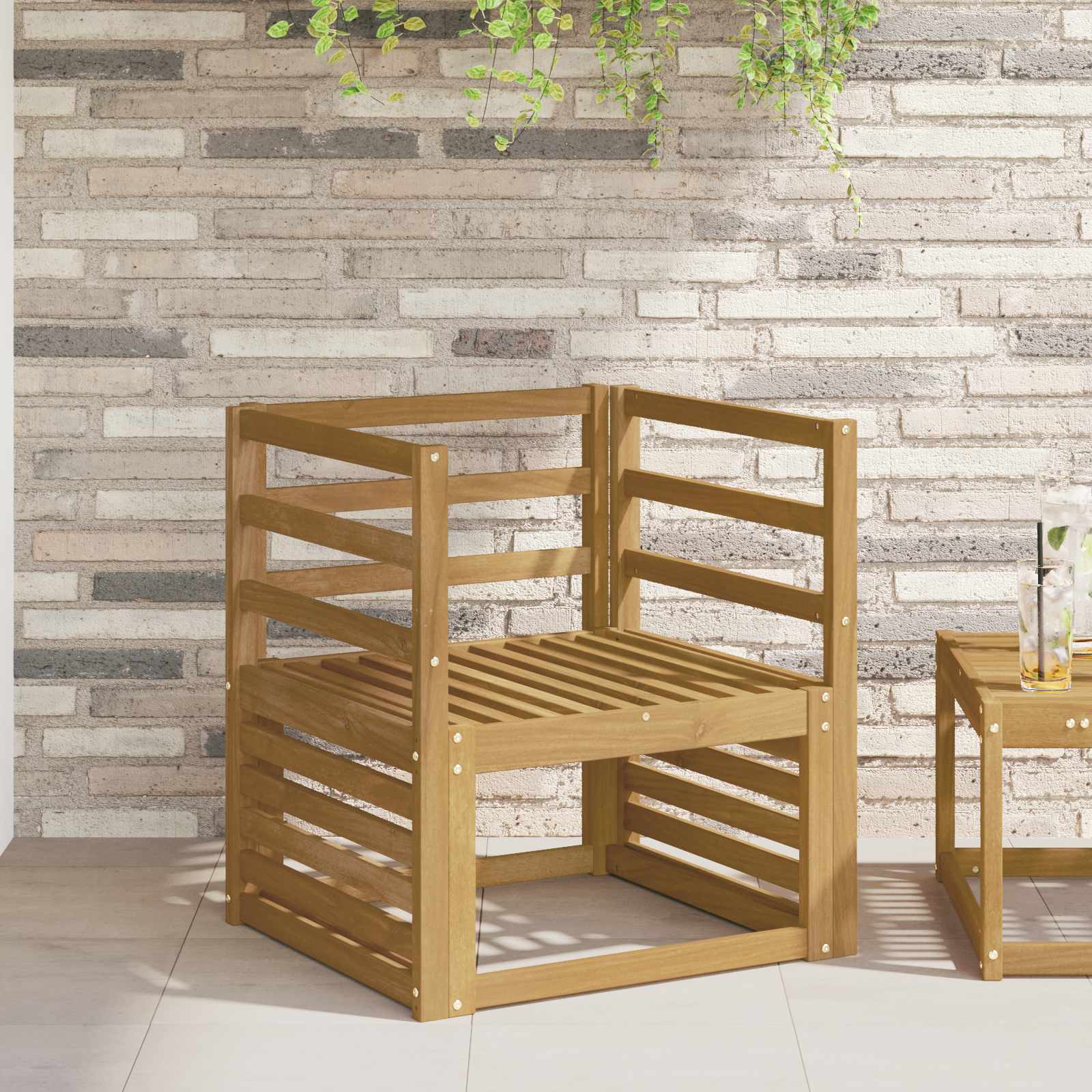 vidaXL Armrests Module 2 pcs White 59 x 4 x 73 cm Solid Acacia Wood 1