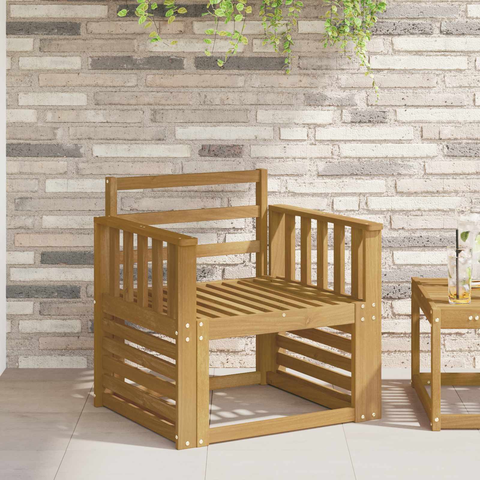 vidaXL Armrests Module 2 pcs White 60 x 6 x 61 cm Solid Acacia Wood 1