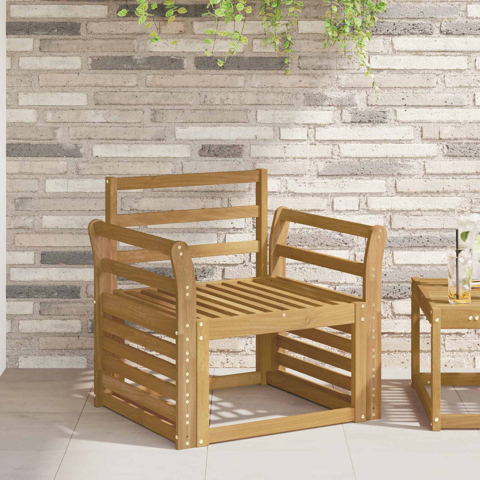 vidaXL Armrests Module 2 pcs White 58.5 x 8 x 60 cm Solid Acacia Wood 1