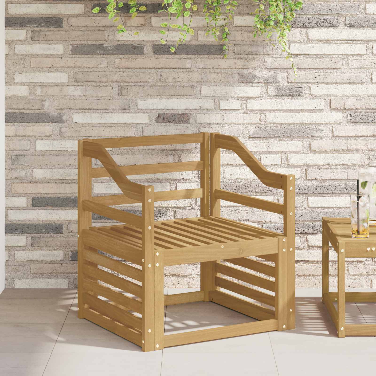 vidaXL Armrests Module 2 pcs White 59 x 4 x 73 cm Solid Acacia Wood 1