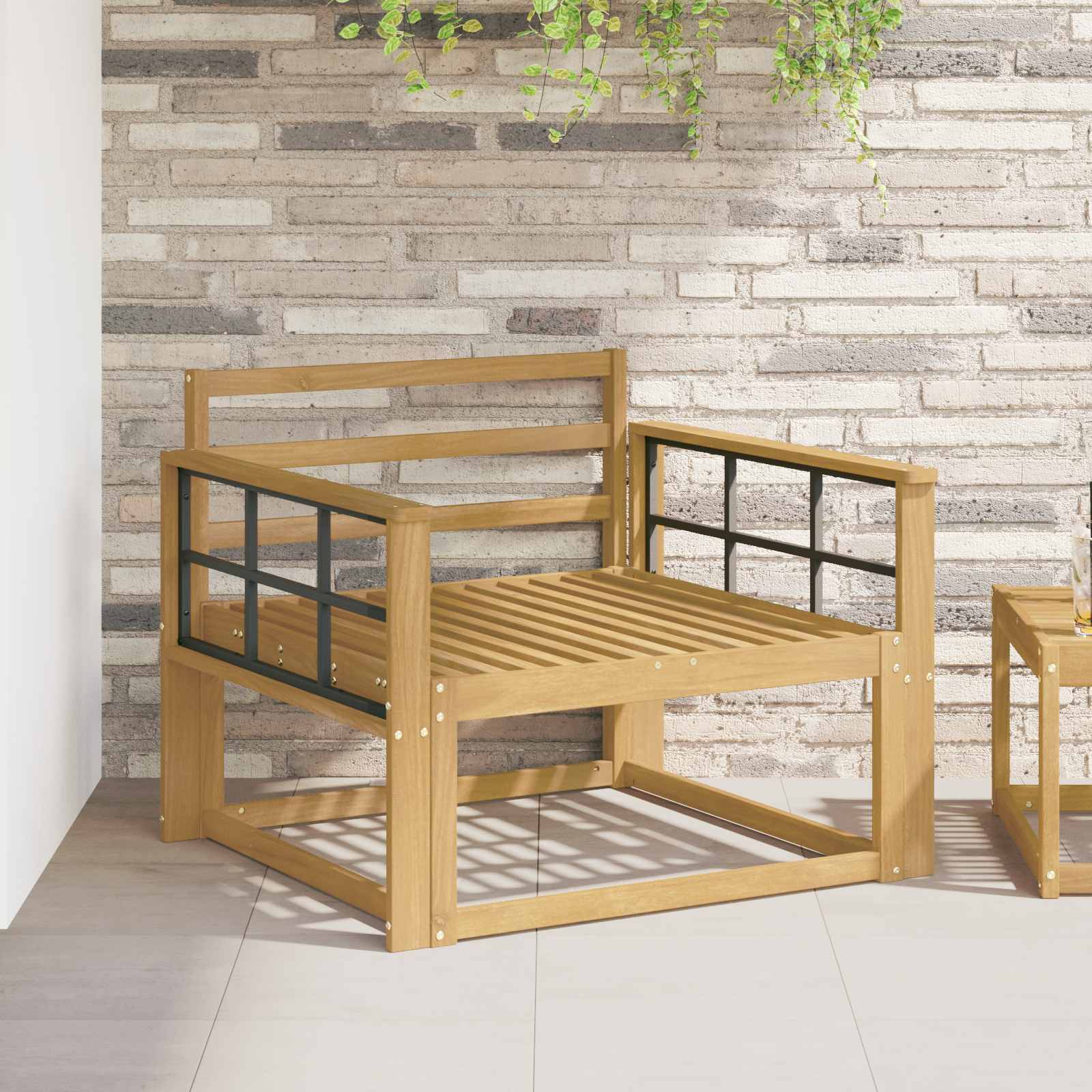 vidaXL Armrests Module 2 pcs White 80 x 6 x 61 cm Solid Acacia Wood 1