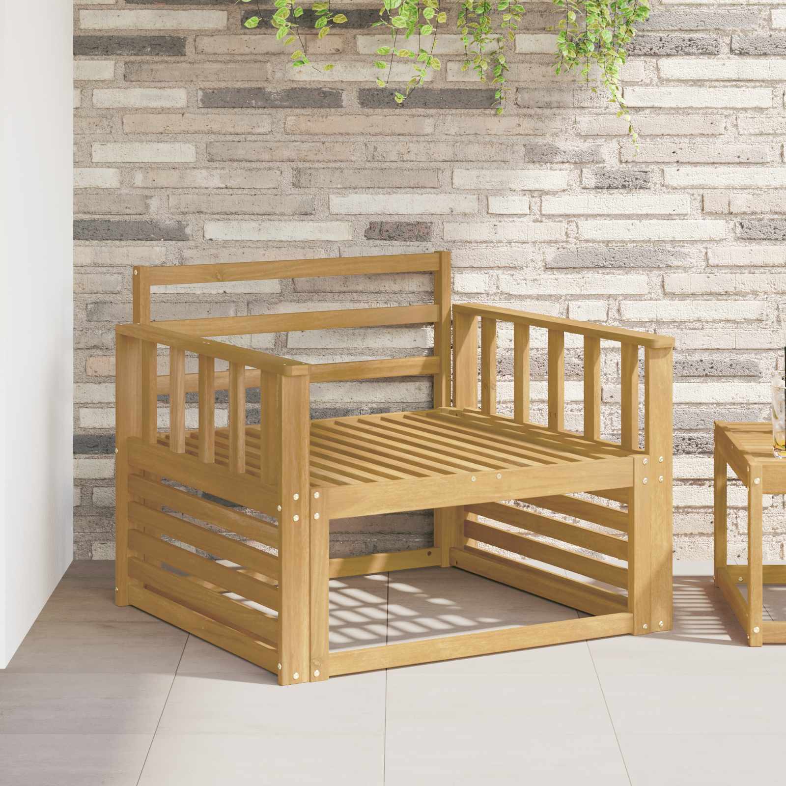 vidaXL Armrests Module 2 pcs White 80 x 6 x 61 cm Solid Acacia Wood 1