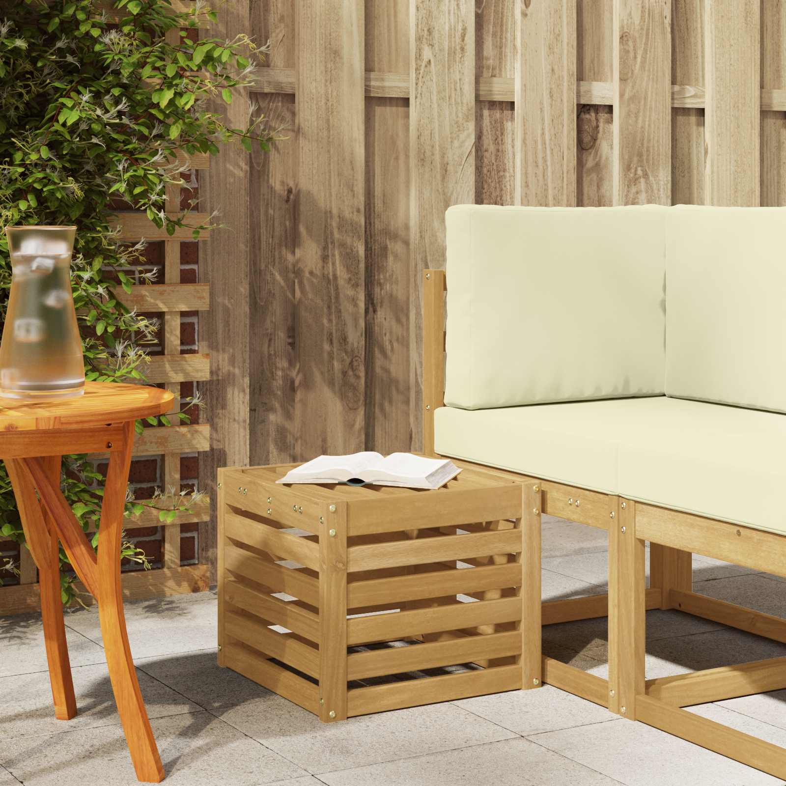 vidaXL Outdoor Sofa Set White 35 x 38 x 37 cm Solid Acacia Wood 1