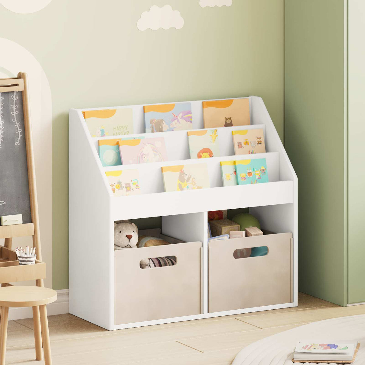 Kids Bookshelf 72.5 x 29.5 x 69 cm Engineered Wood White