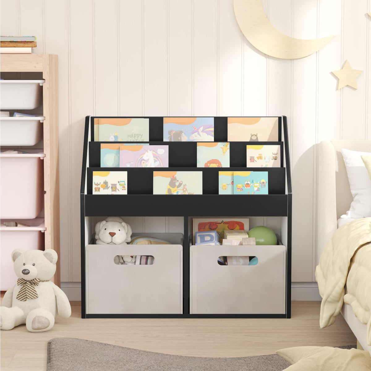 Kids Bookshelf 72.5 x 29.5 x 69 cm Engineered Wood Black