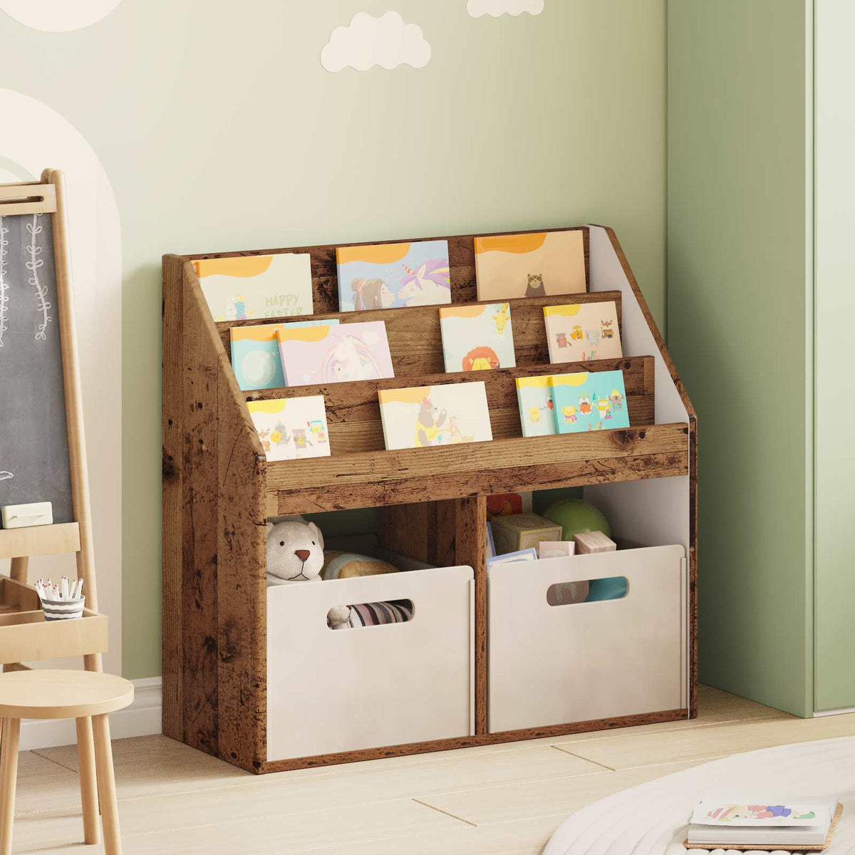 Kids Bookshelf 72.5 x 29.5 x 69 cm Engineered Wood Old wood