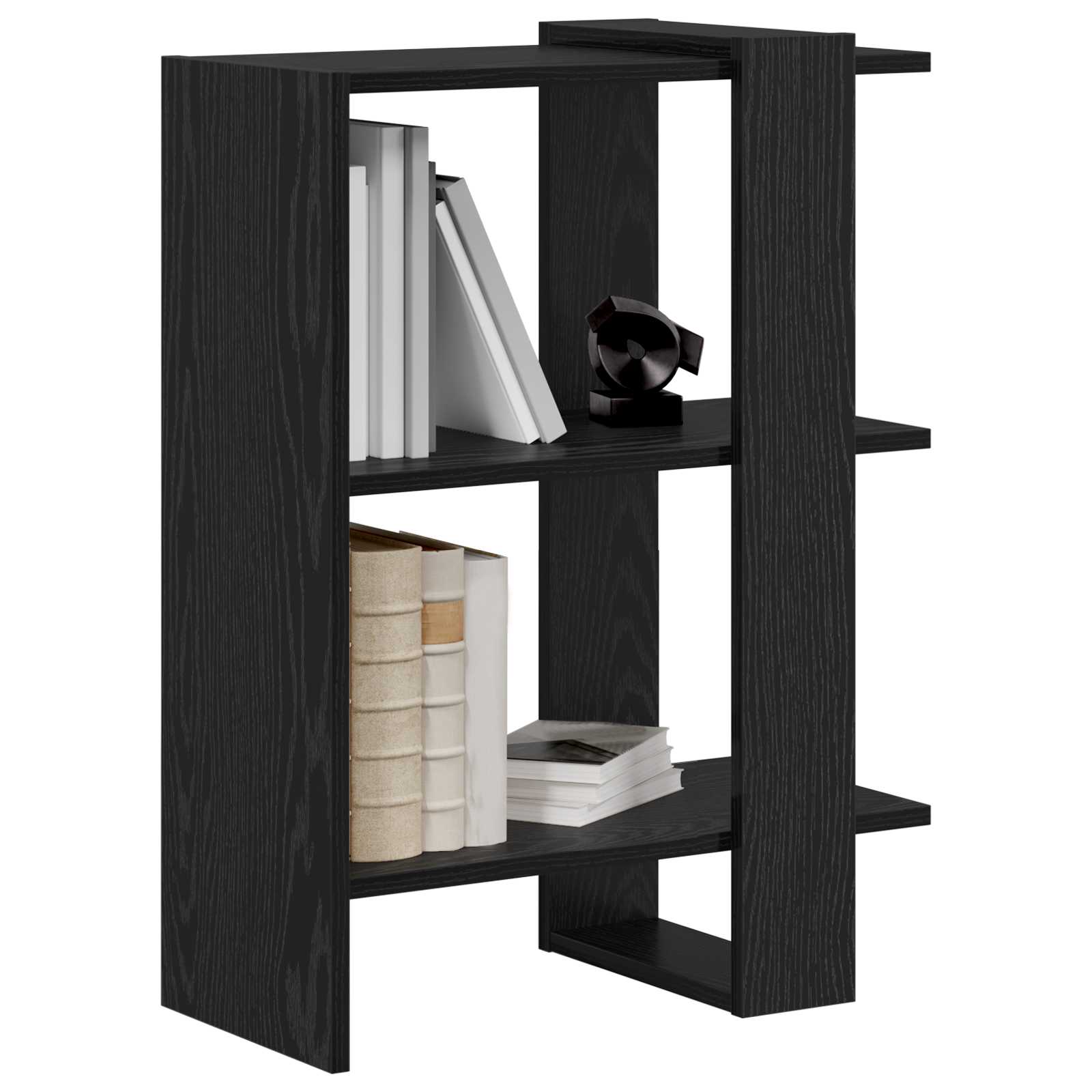 vidaXL Bookshelf 2-Tier 52 x 25 x 71.5 cm Engineered Wood Black Oak 3