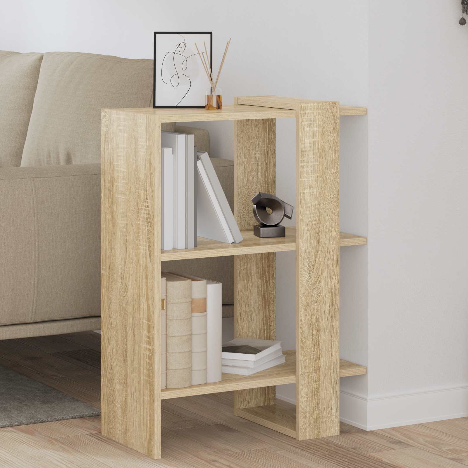 vidaXL Bookshelf 2-Tier 52 x 25 x 71.5 cm Engineered Wood Sonoma Oak 1