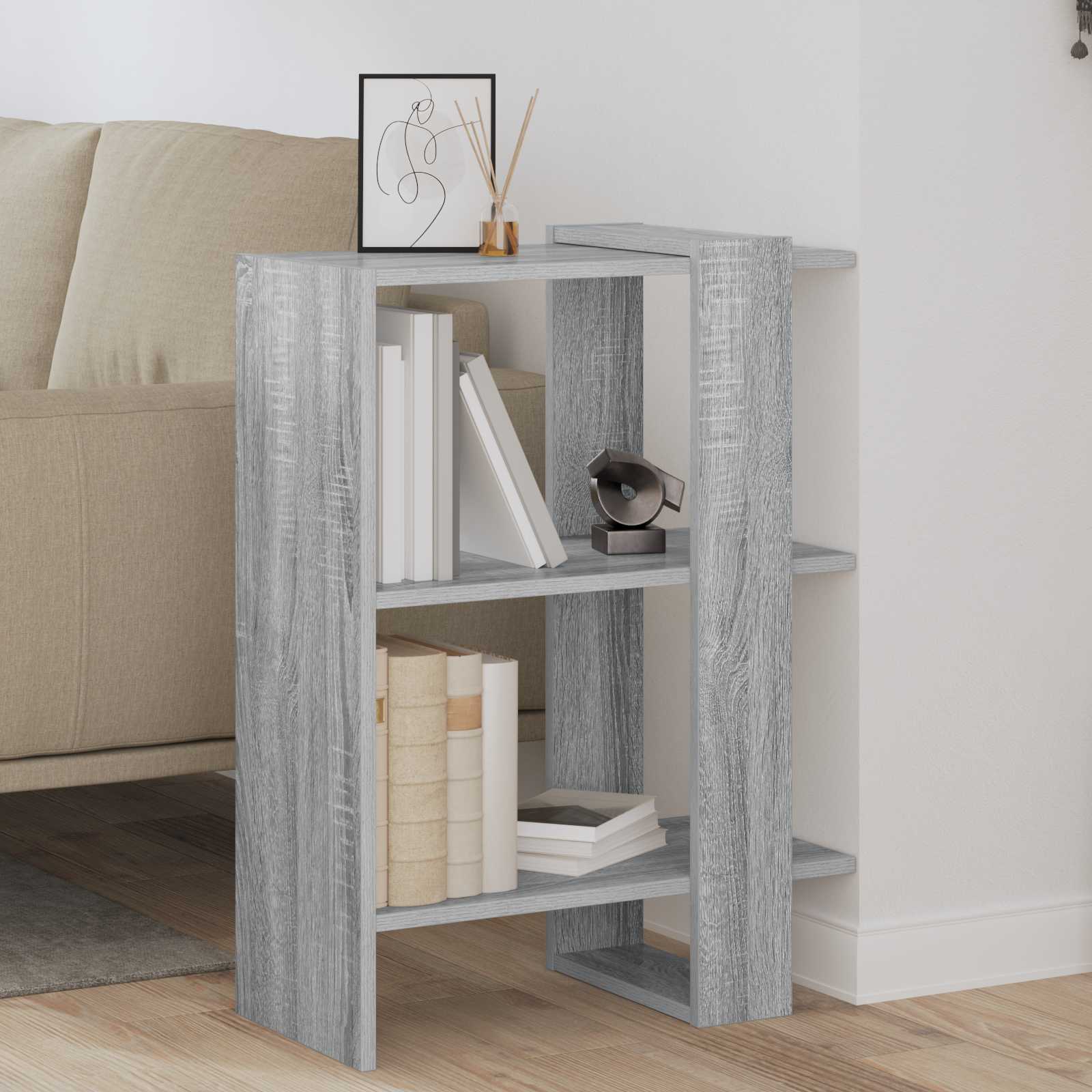 vidaXL Bookshelf 2-Tier 52 x 25 x 71.5 cm Engineered Wood Grey Sonoma 1