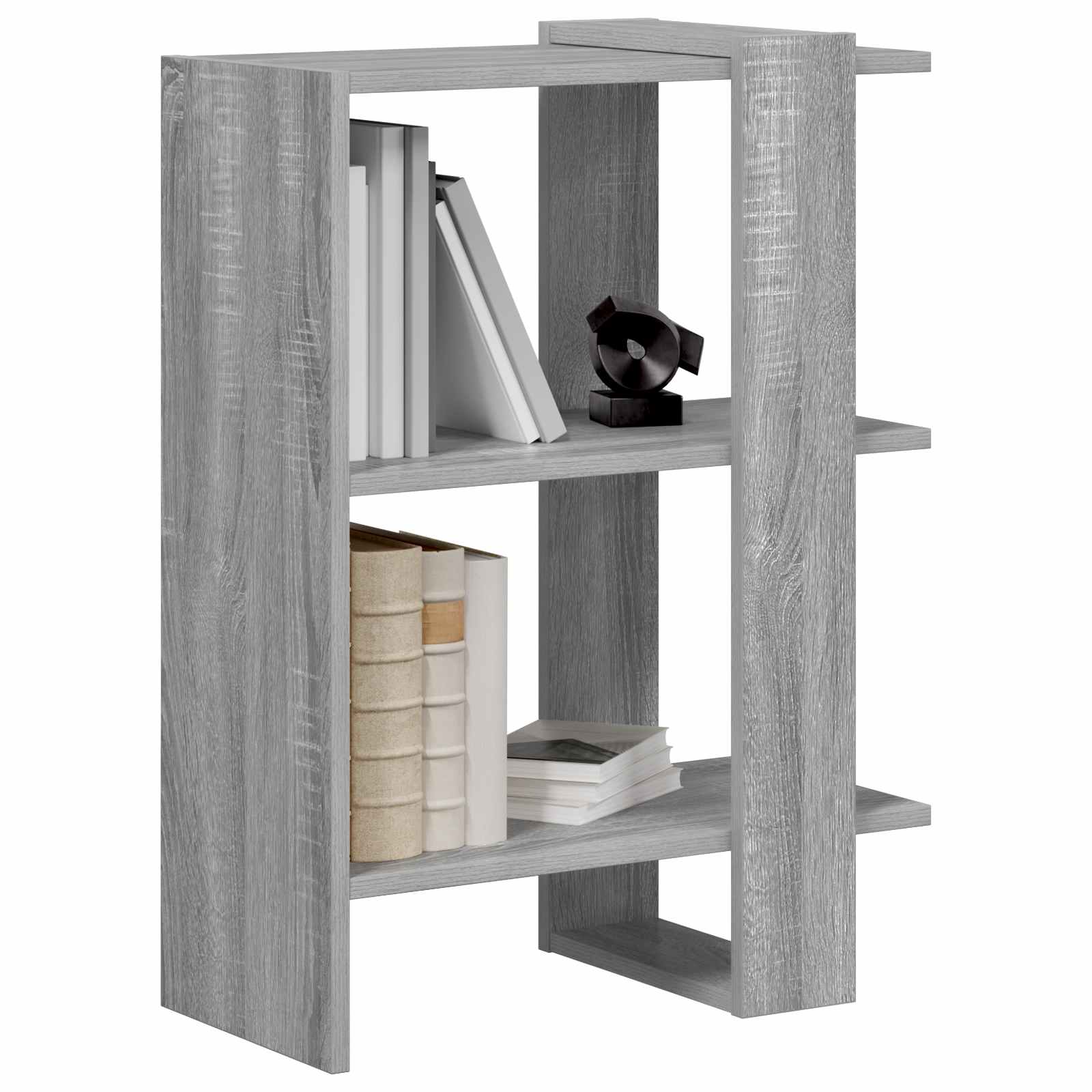 vidaXL Bookshelf 2-Tier 52 x 25 x 71.5 cm Engineered Wood Grey Sonoma 3