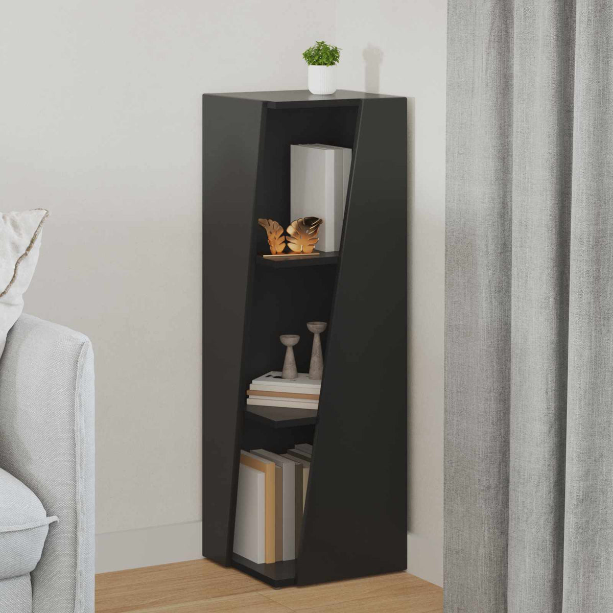 Side Shelf 33 x 32 x Engineered Wood Black 100.5 cm