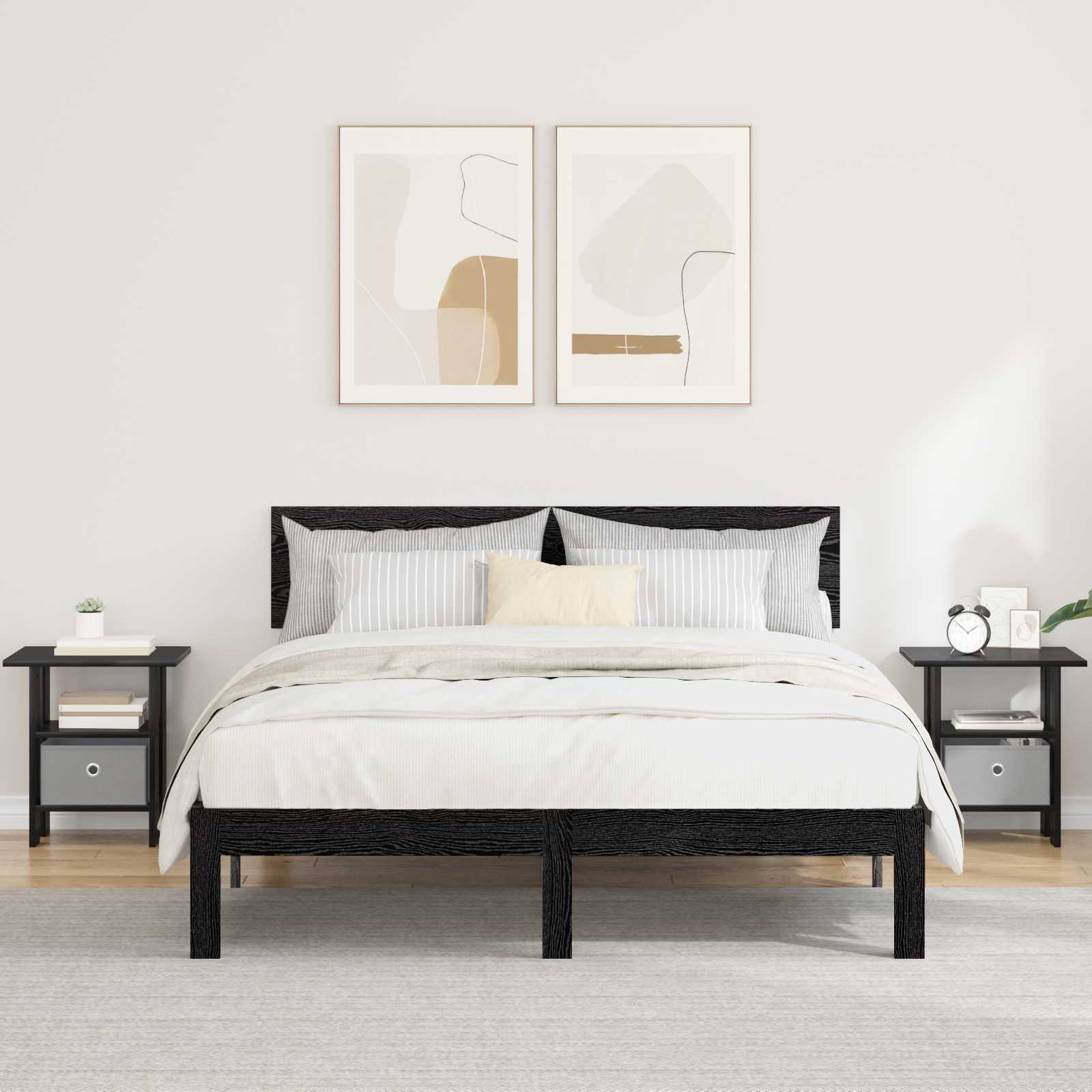 vidaXL Bedside Table 2 pcs Black Oak 41 x 40 x 45 cm Engineered Wood 1