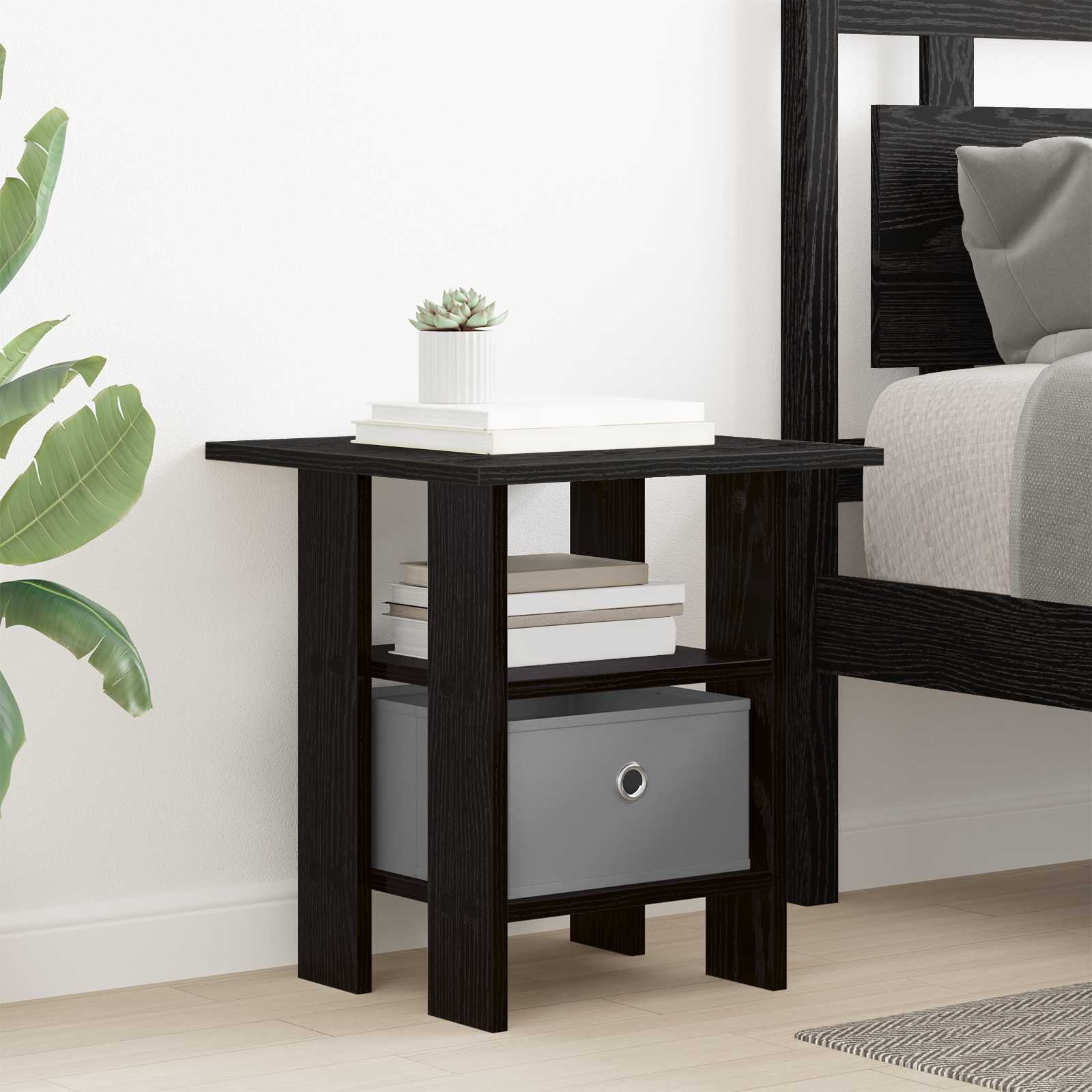 vidaXL Bedside Table 2 pcs Black Oak 41 x 40 x 45 cm Engineered Wood 4