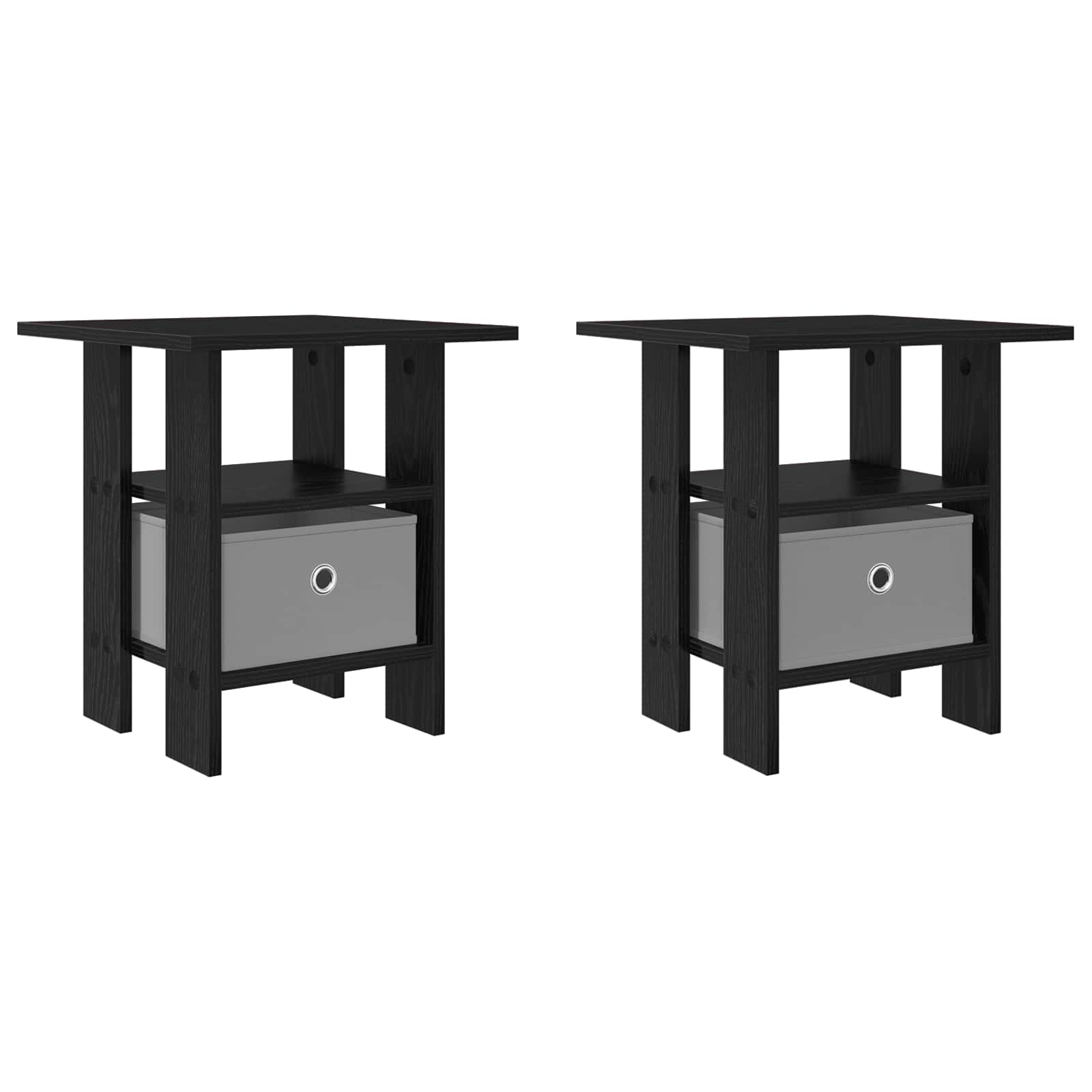 vidaXL Bedside Table 2 pcs Black Oak 41 x 40 x 45 cm Engineered Wood 2