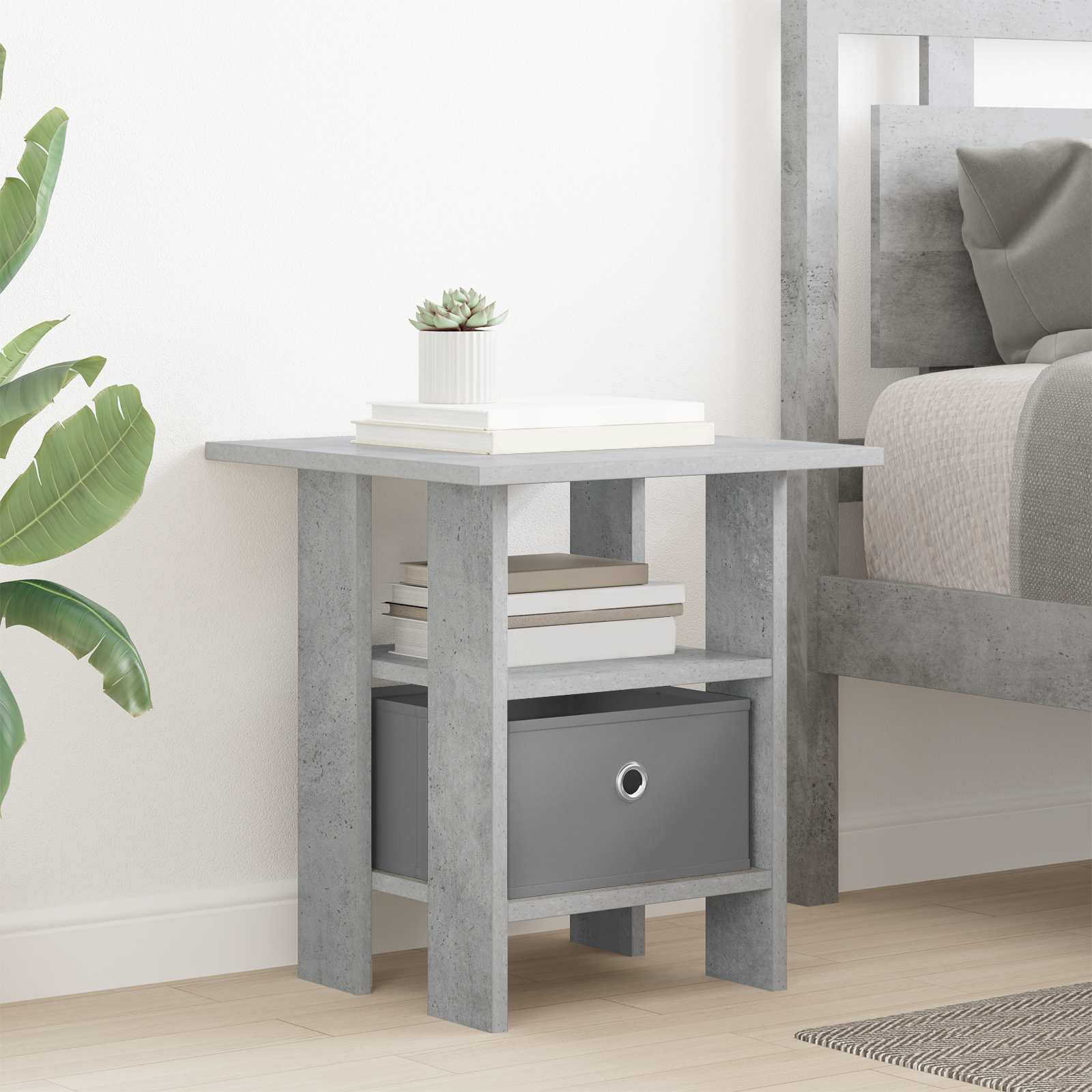 vidaXL Bedside Table 2 pcs Concrete Grey 41 x 40 x 45 cm 4