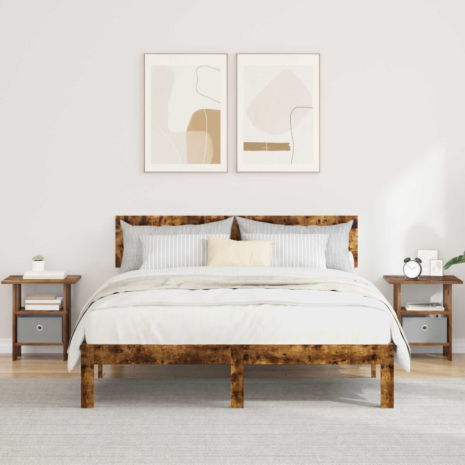 vidaXL Bedside Table 2 pcs Smoked Oak 41 x 40 x 45 cm Engineered Wood 1