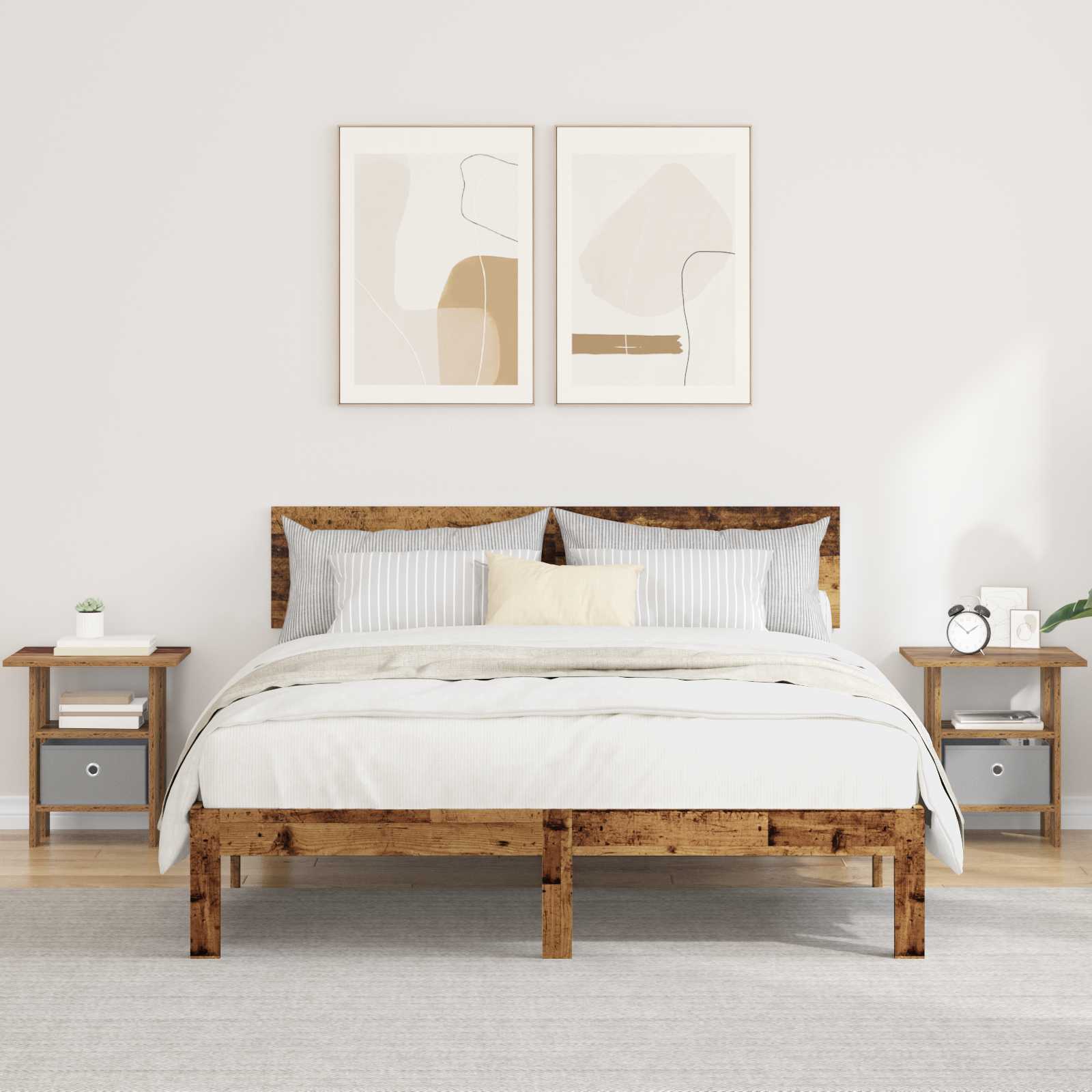 vidaXL Bedside Table 2 pcs Old Wood 41 x 40 x 45 cm Engineered Wood 1