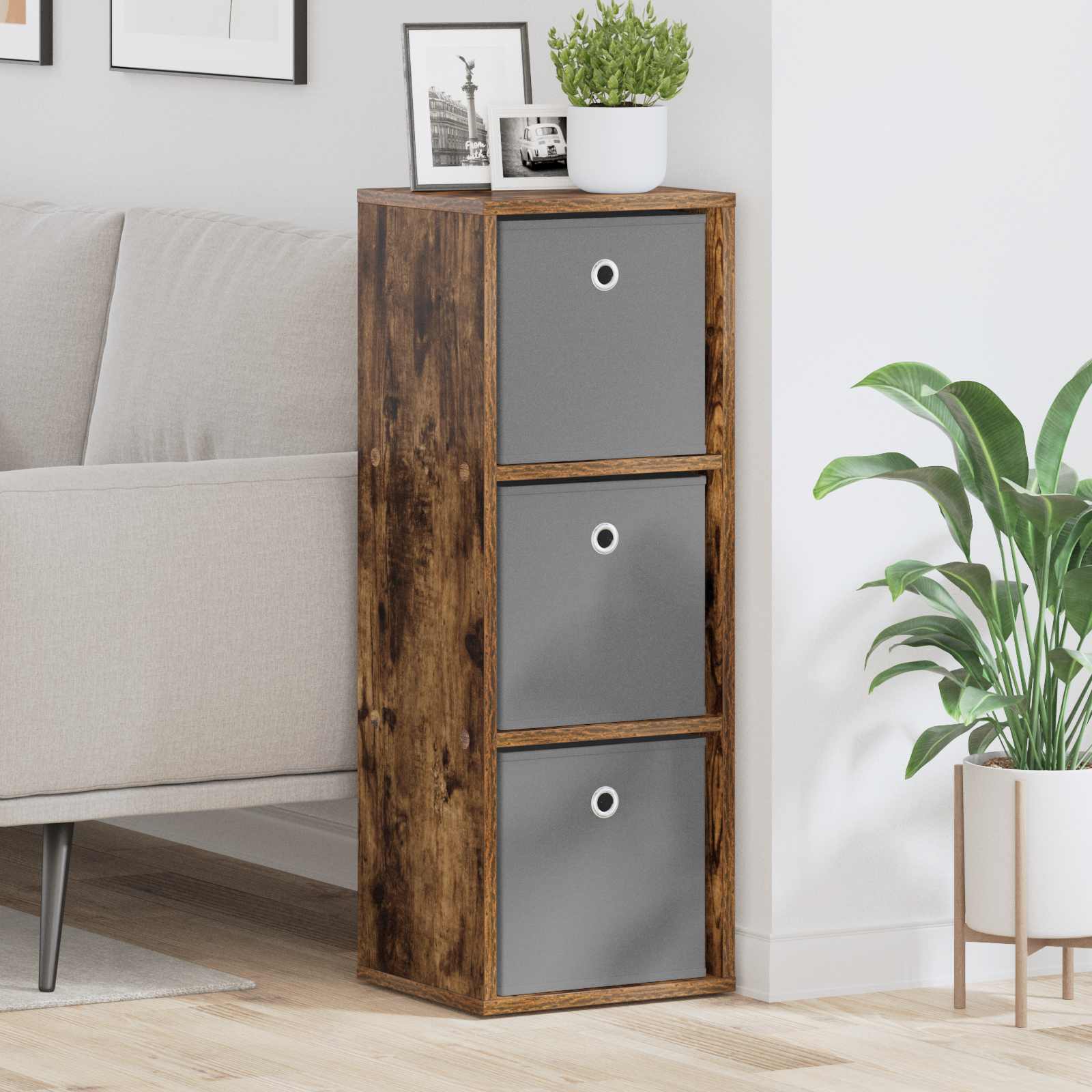 vidaXL Sideboard with Drawer Smoked Oak 30.5 x 27 x 84.5 cm 1