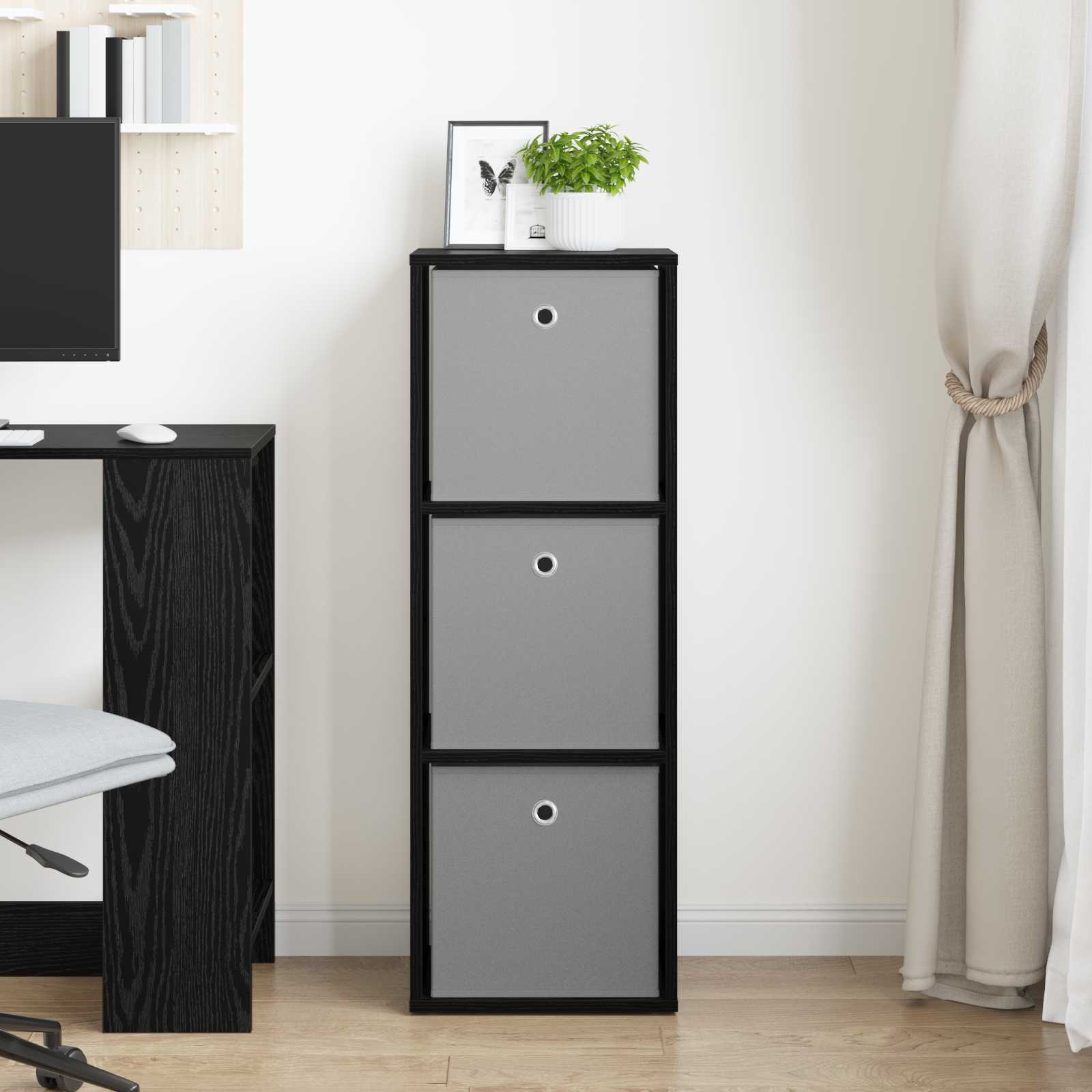 vidaXL Sideboard with Drawer Black Oak 35 x 32 x 99.5 cm 3