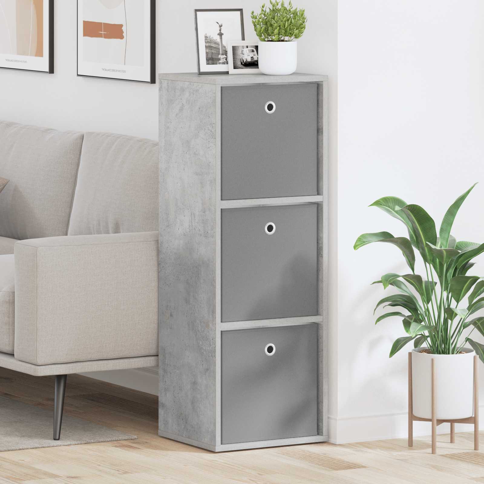 vidaXL Sideboard with Drawer Concrete Grey 35 x 32 x 99.5 cm 1