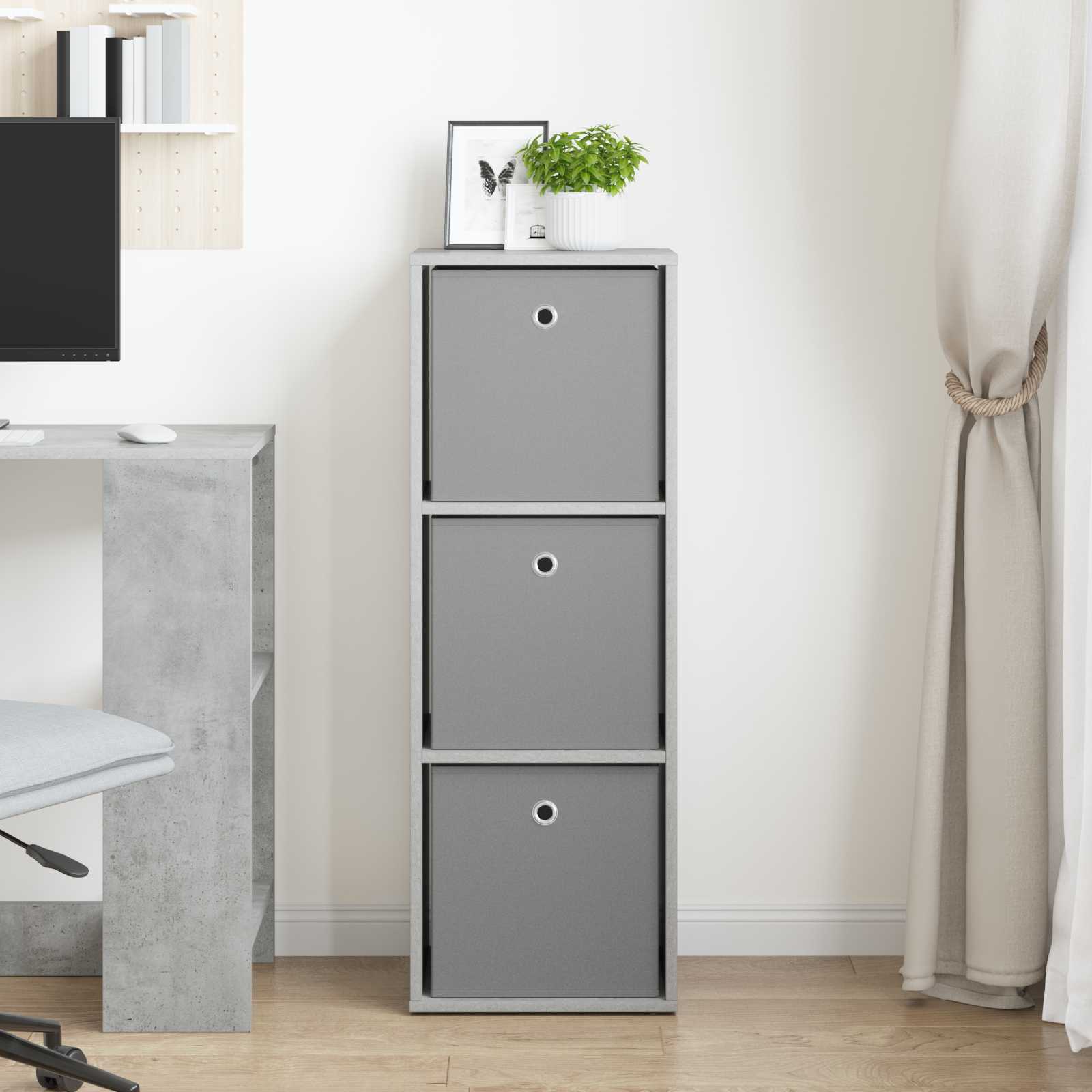 vidaXL Sideboard with Drawer Concrete Grey 35 x 32 x 99.5 cm 3