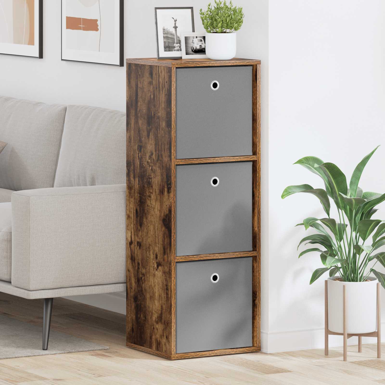 vidaXL Sideboard with Drawer Smoked Oak 35 x 32 x 99.5 cm 1