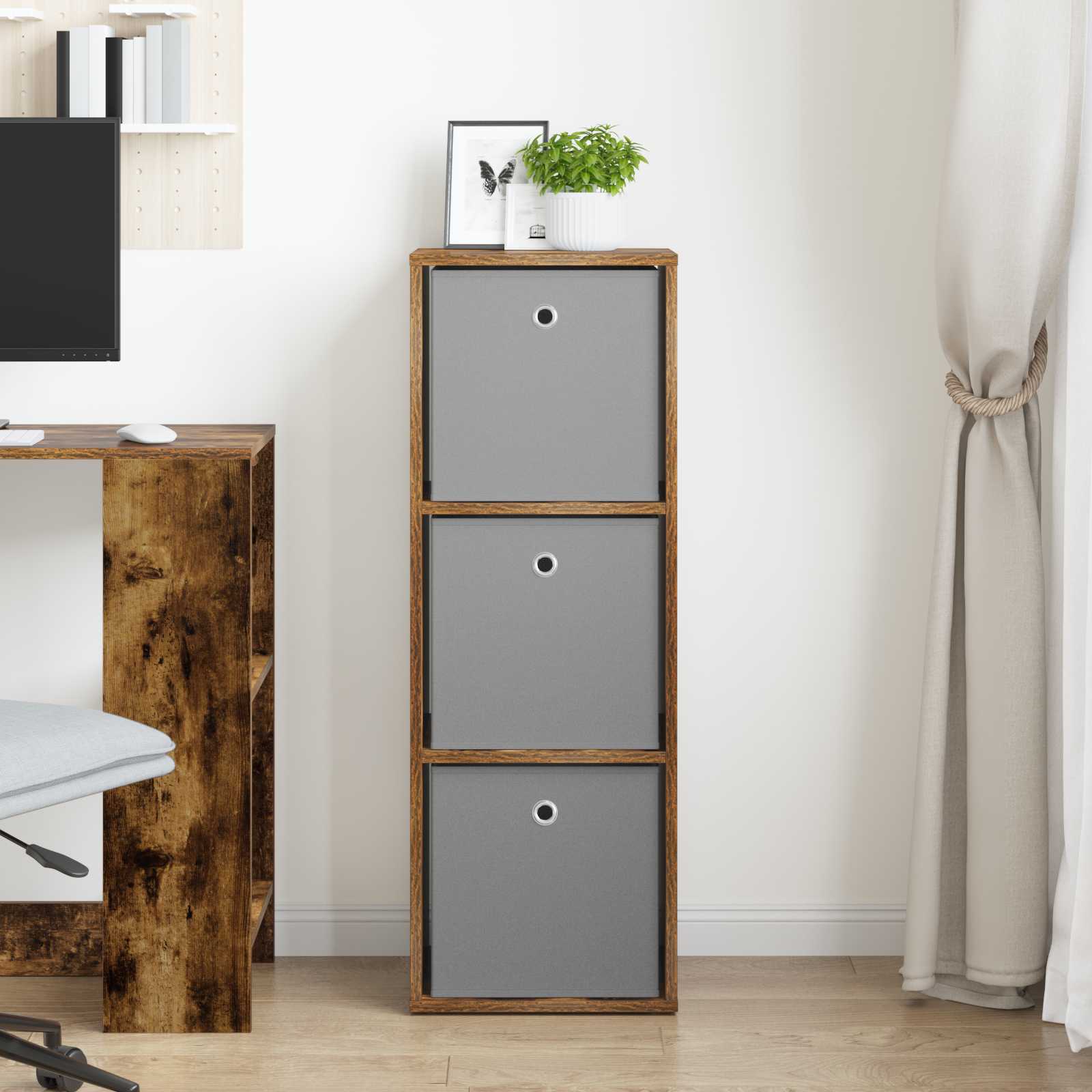 vidaXL Sideboard with Drawer Smoked Oak 35 x 32 x 99.5 cm 3