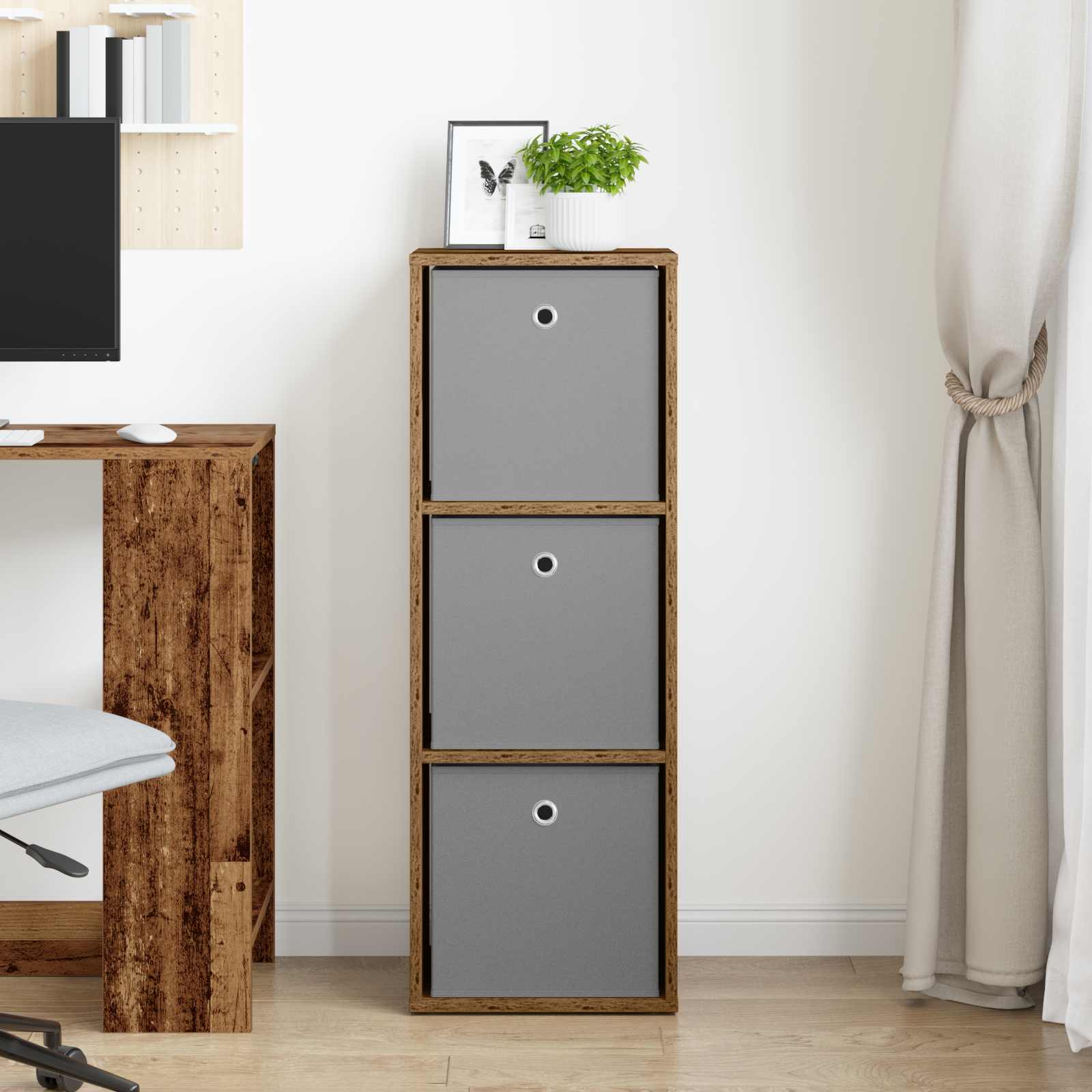 vidaXL Sideboard with Drawer Old Wood 35 x 32 x 99.5 cm 3