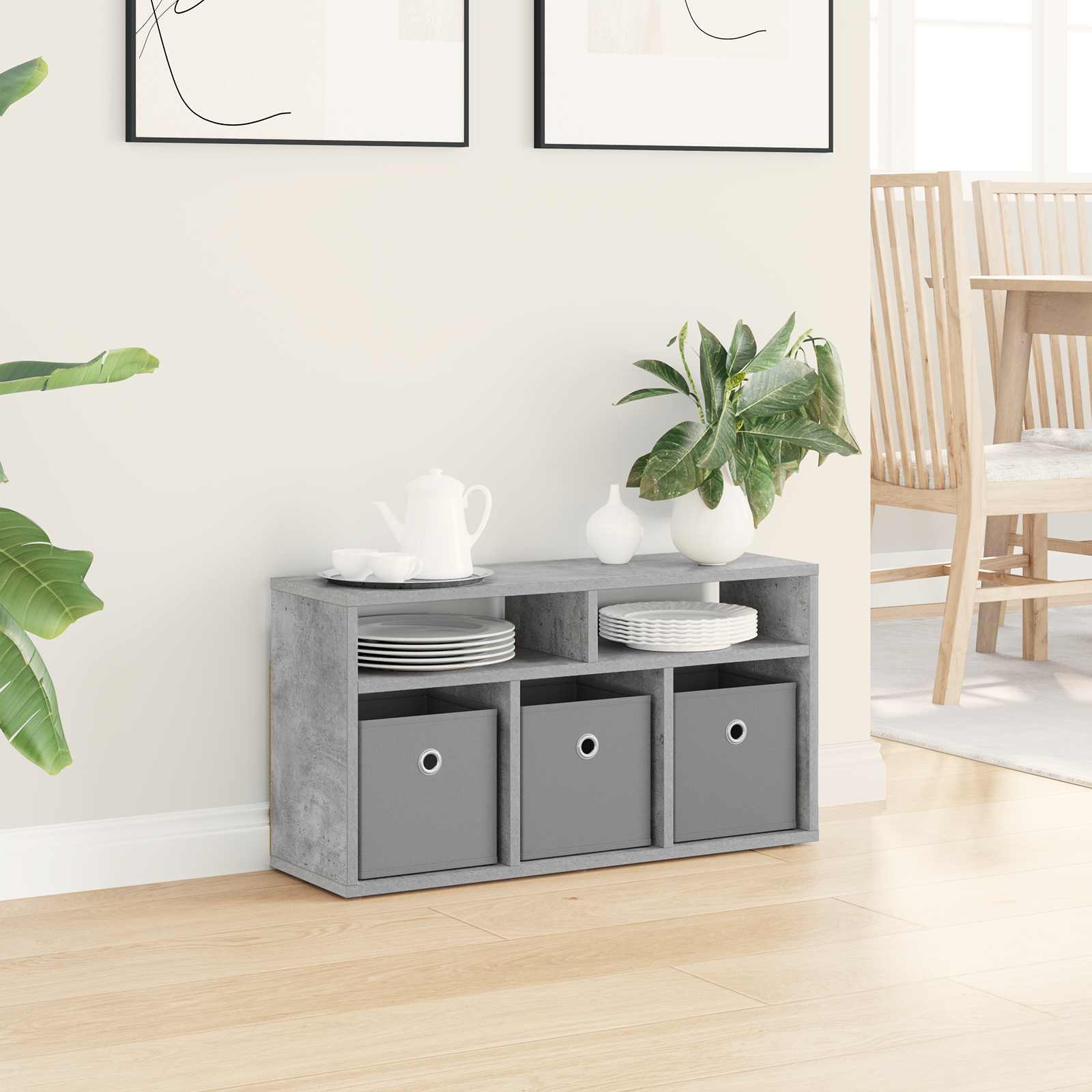 vidaXL Lowboard with Drawer Concrete Grey 72 x 22.5 x 38 cm 4