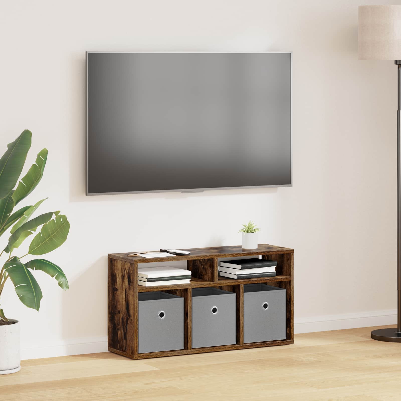vidaXL Lowboard with Drawer Smoked Oak 72 x 22.5 x 38 cm 1