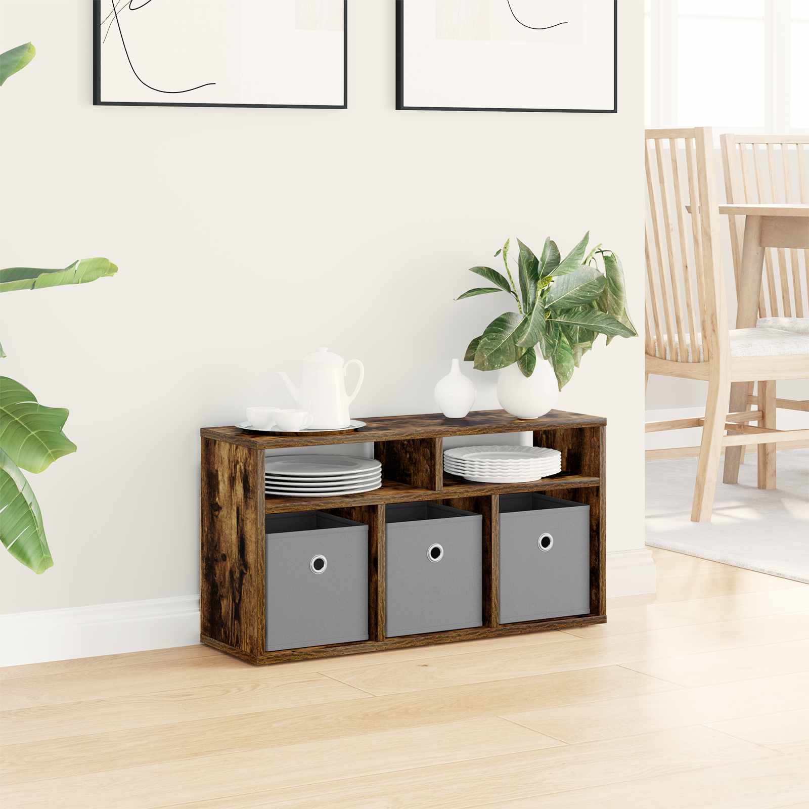 vidaXL Lowboard with Drawer Smoked Oak 72 x 22.5 x 38 cm 4