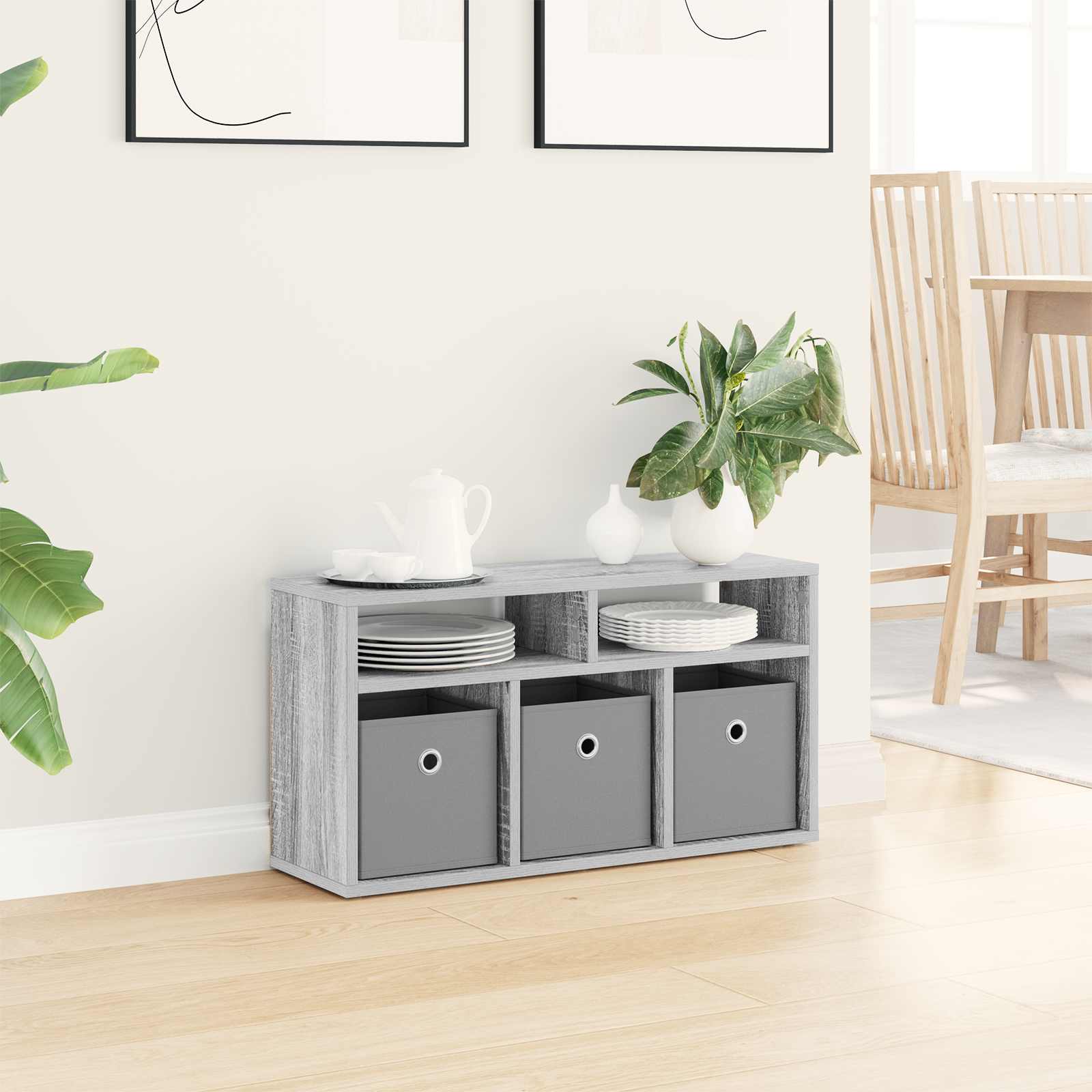 vidaXL Lowboard with Drawer Grey Sonoma 72 x 22.5 x 38 cm 4