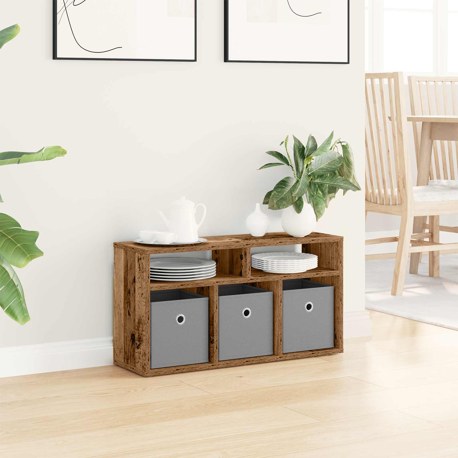 vidaXL Lowboard with Drawer Old Wood 72 x 22.5 x 38 cm 4