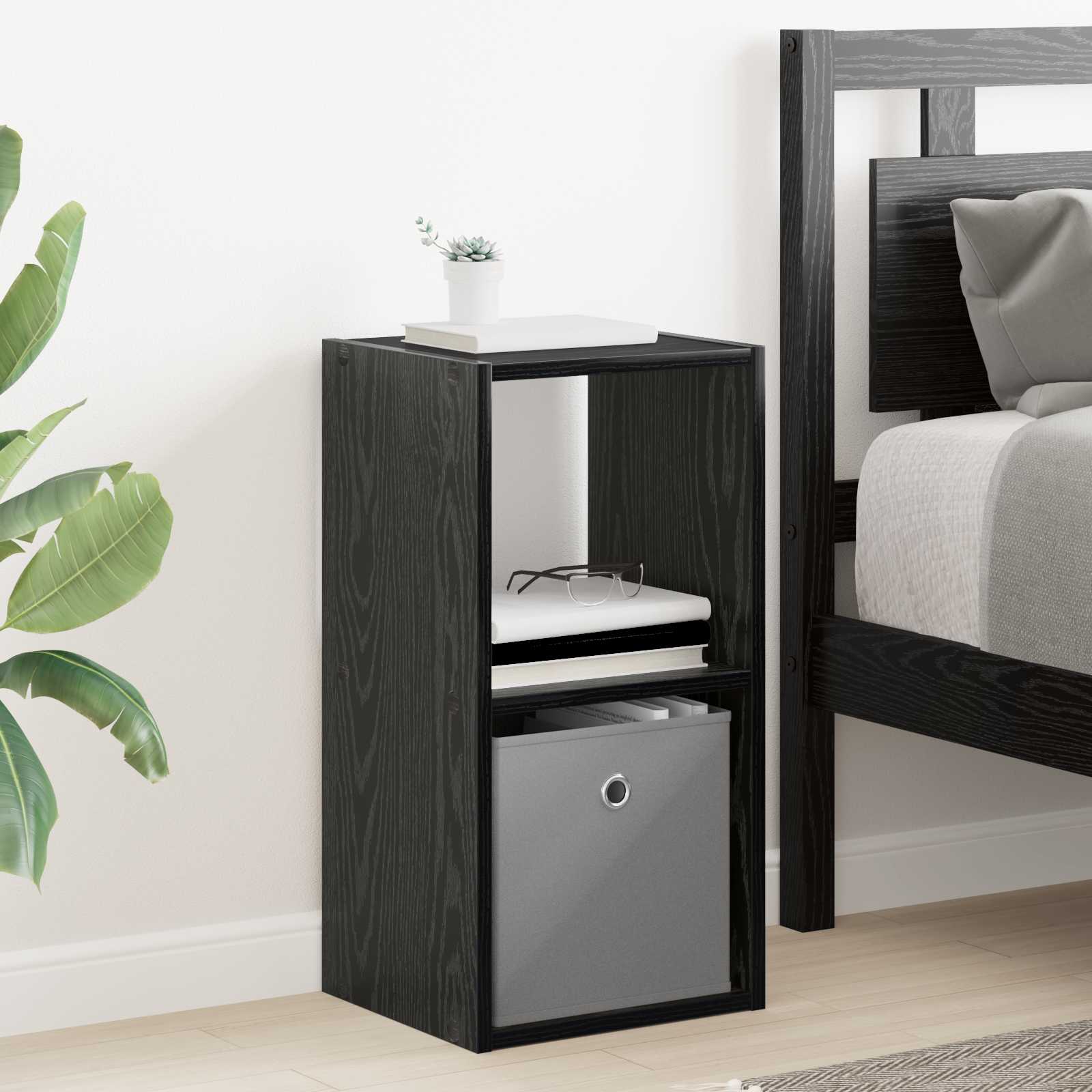 vidaXL Bedside Table 2 pcs Black Oak 30.5 x 27 x 59.5 cm 4