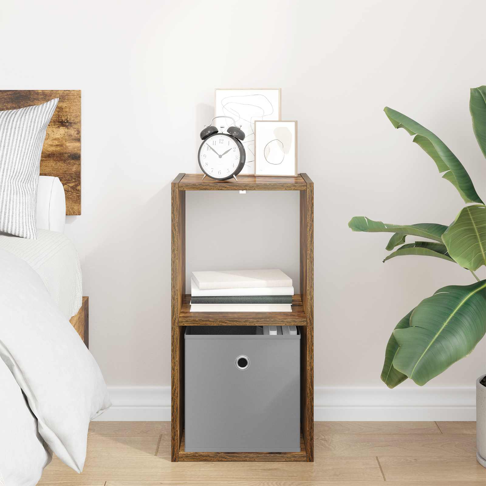 vidaXL Bedside Table Smoked Oak 30.5 x 27 x 59.5 cm Engineered Wood 4