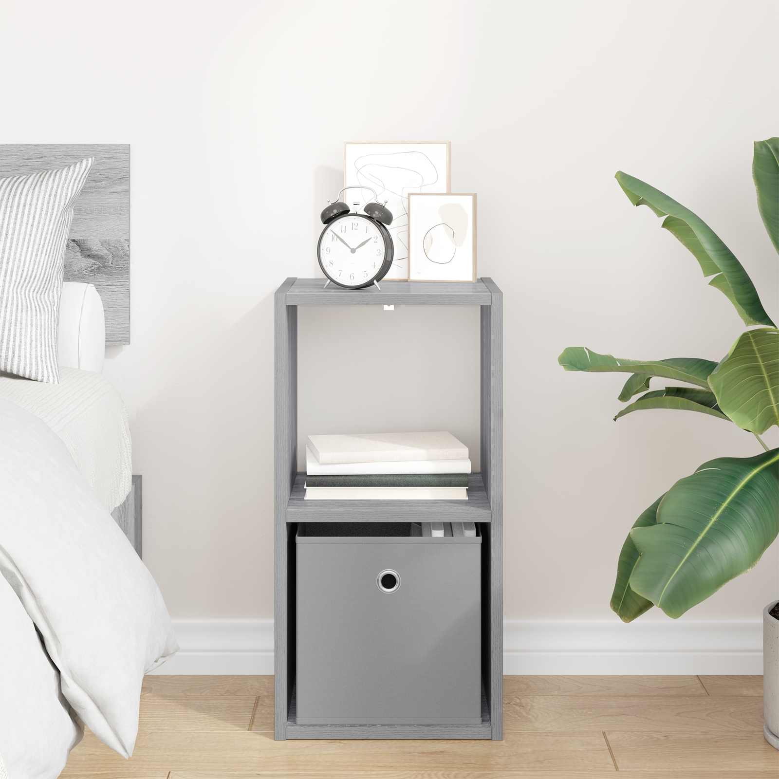 vidaXL Bedside Table Grey Sonoma 30.5 x 27 x 59.5 cm Engineered Wood 4
