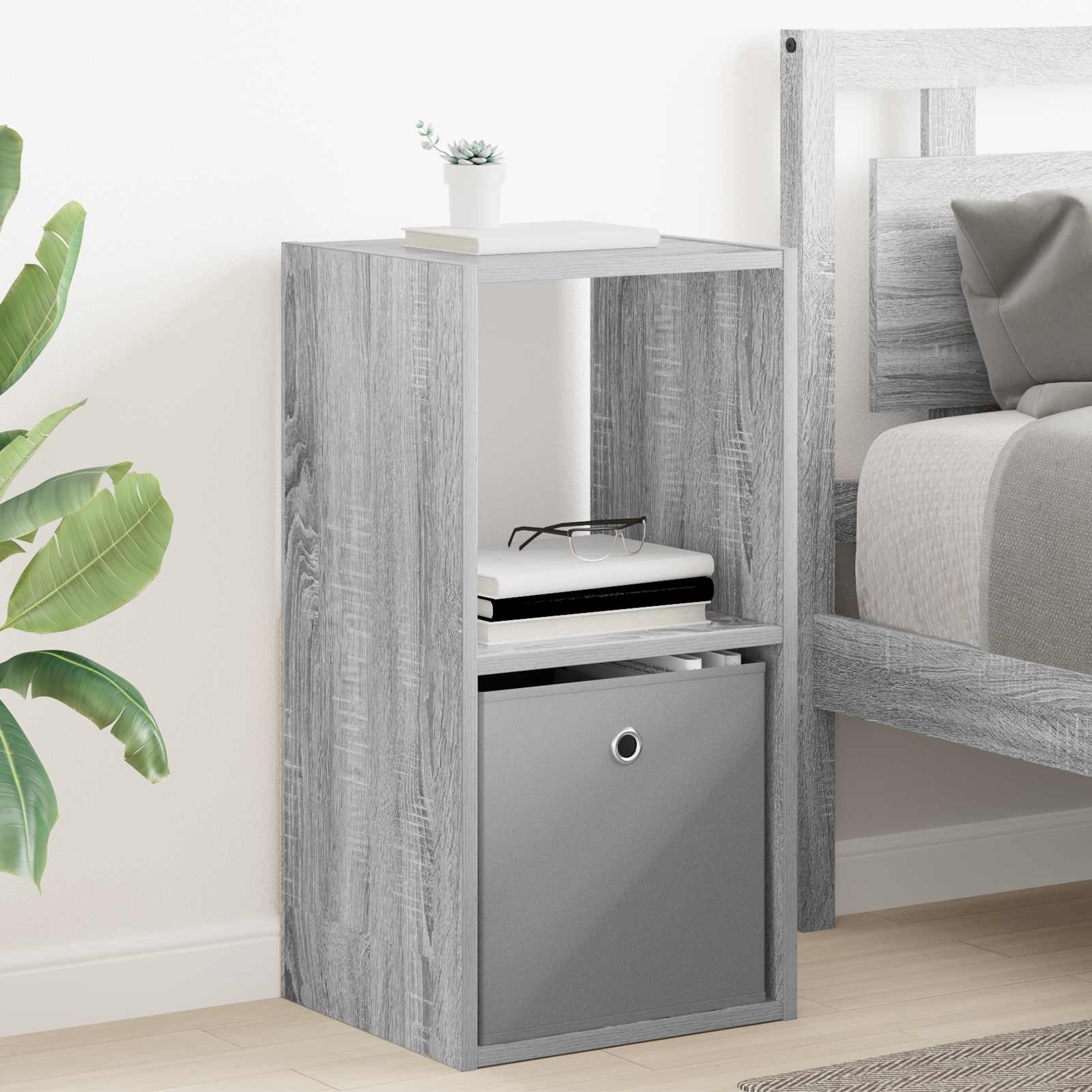 vidaXL Bedside Table Grey Sonoma 35 x 32 x 68.5 cm Engineered Wood 1