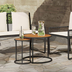 vidaXL Coffee Table Set 2 pcs Natural and Black 55 x 55 x 45 cm 1