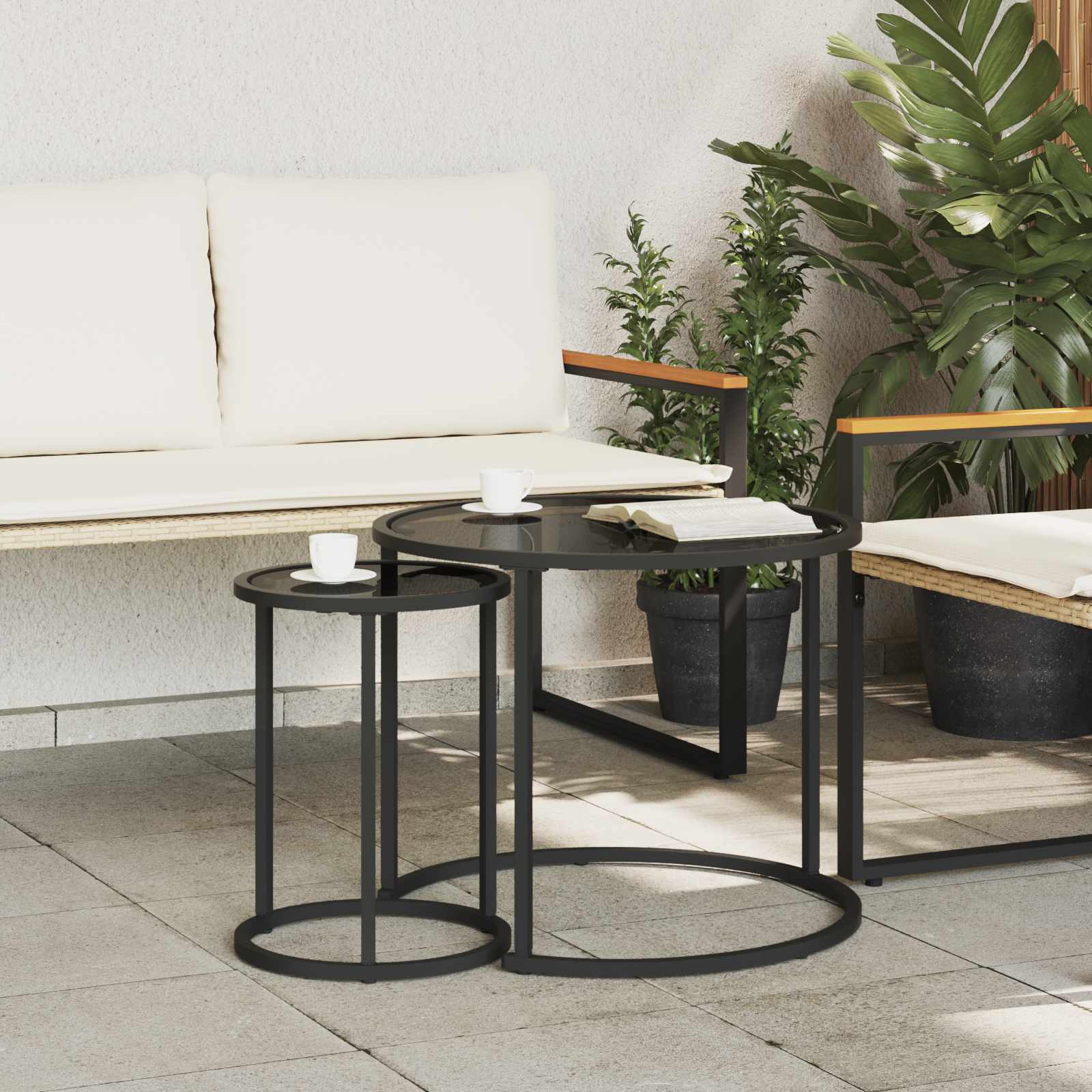 vidaXL Coffee Table Set 2 pcs 55 x 55 x 45 cm steel 3